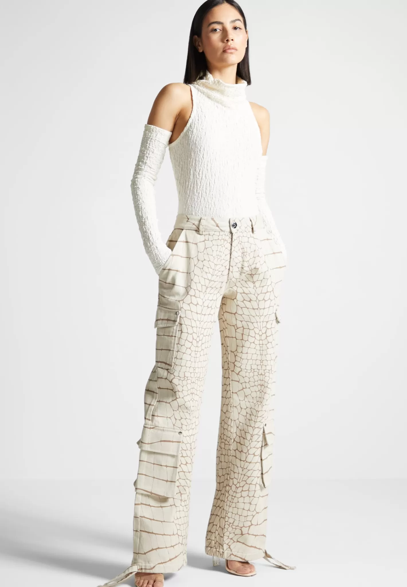 Mid Rise Croc Print Cargo Pants - -Manière De Voir Hot