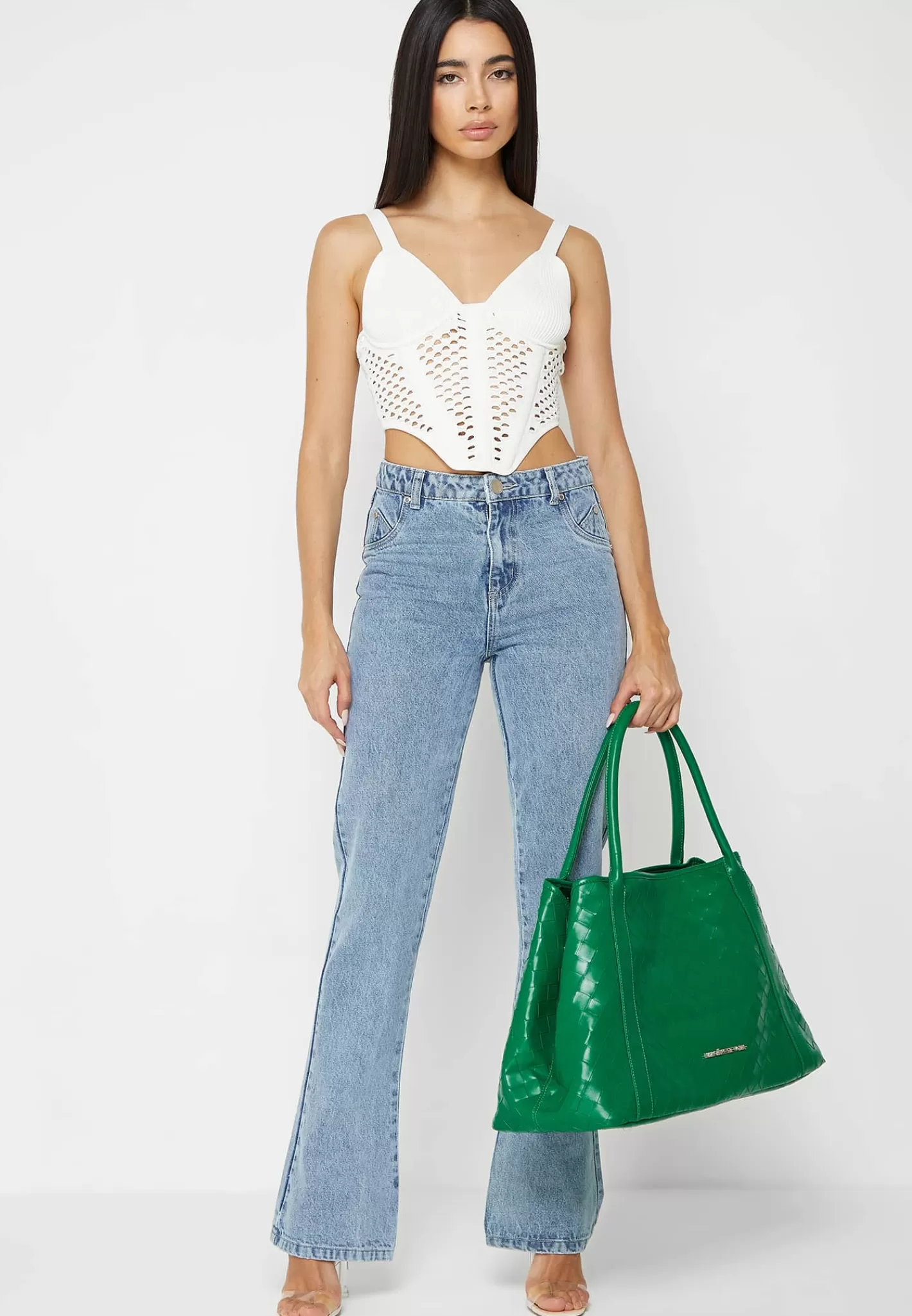 Mid Rise Flared Jeans - Mid Blue-Manière De Voir Shop
