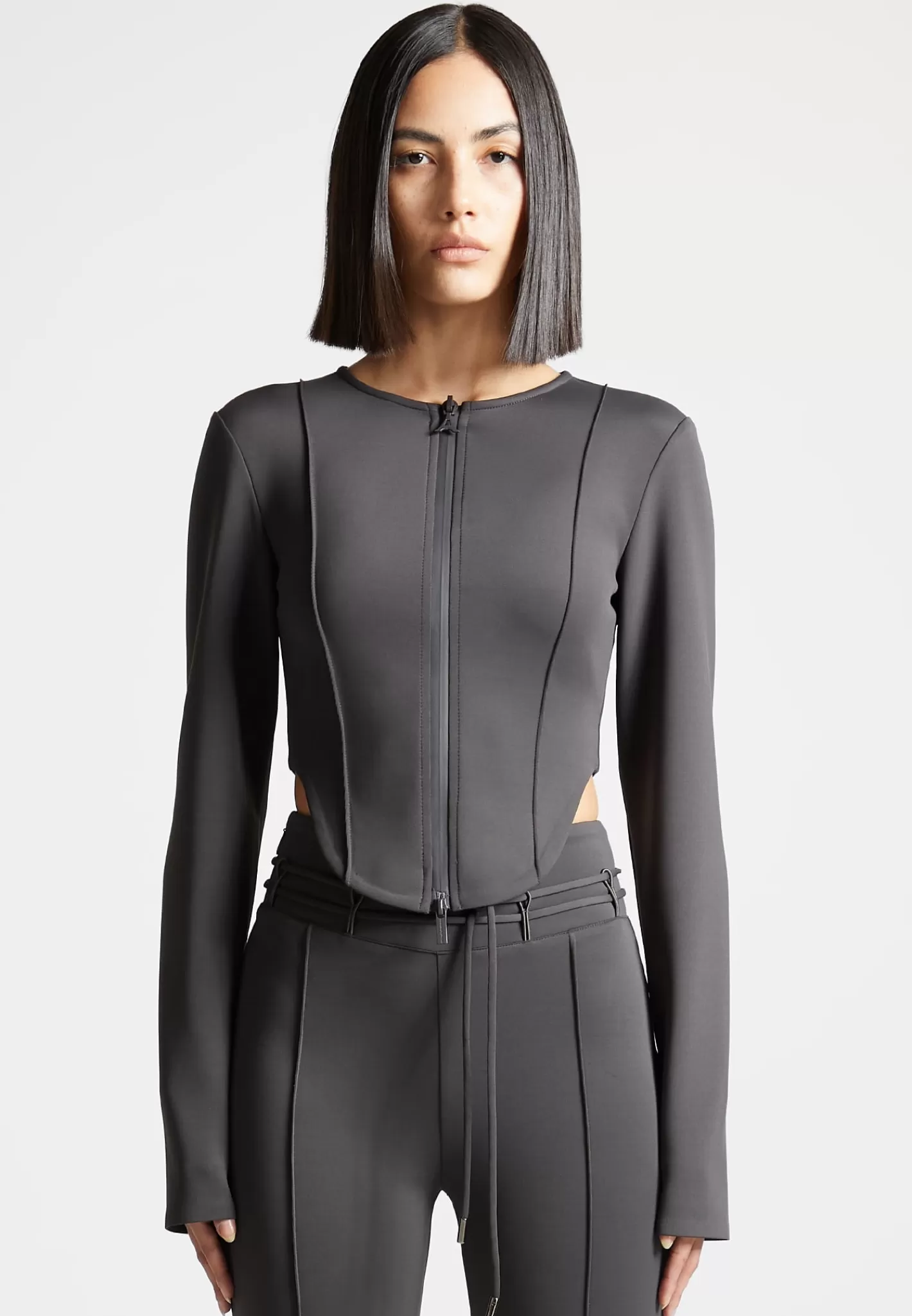 Neoprene Corset Jacket - Charcoal Grey-Manière De Voir Cheap