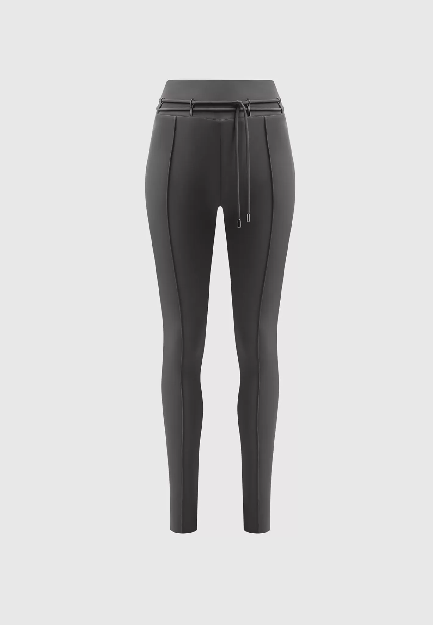 Neoprene Tie Detail Leggings - Charcoal Grey-Manière De Voir Fashion