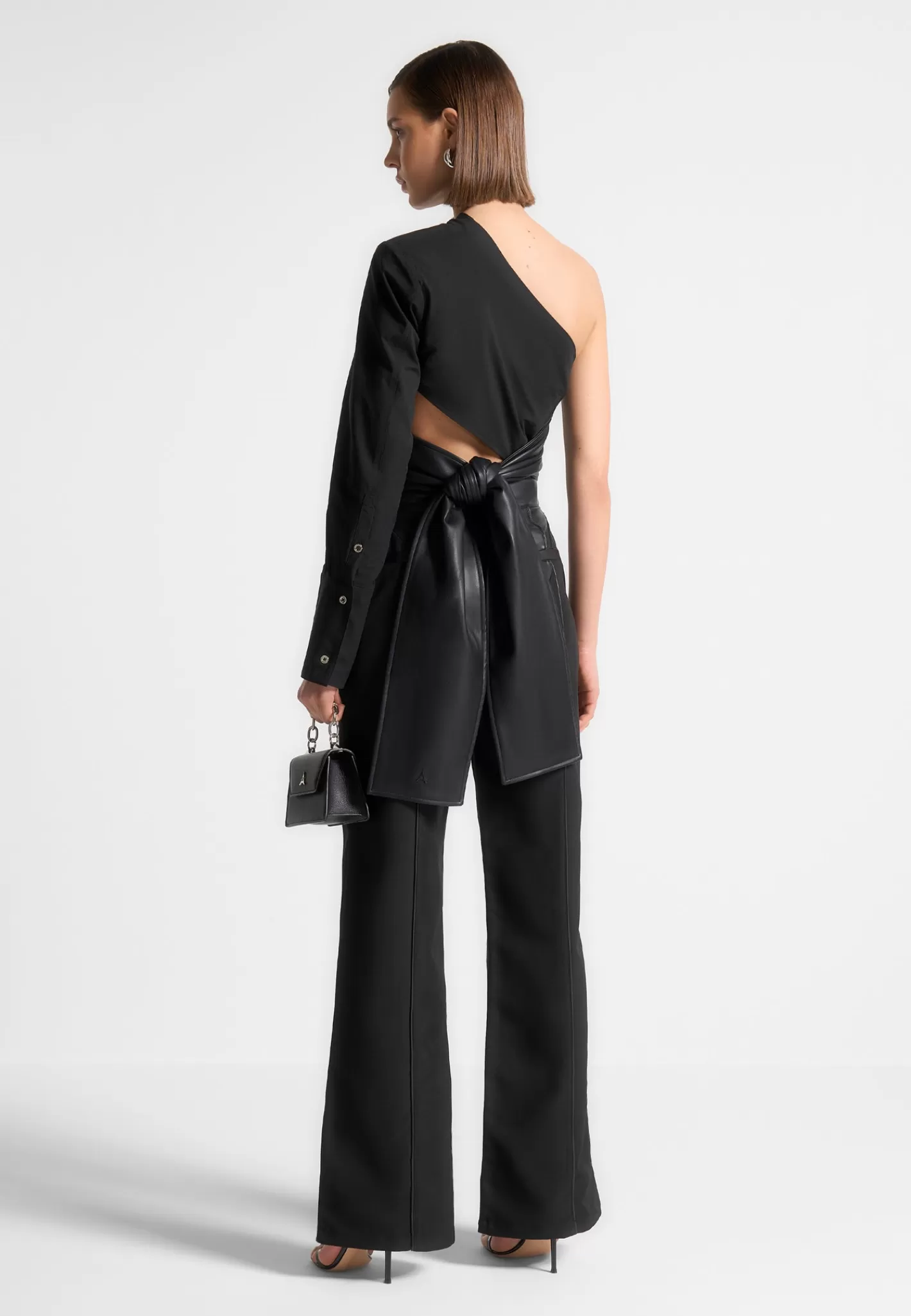 One Sleeve Vegan Leather Wrap Top - -Manière De Voir Best Sale