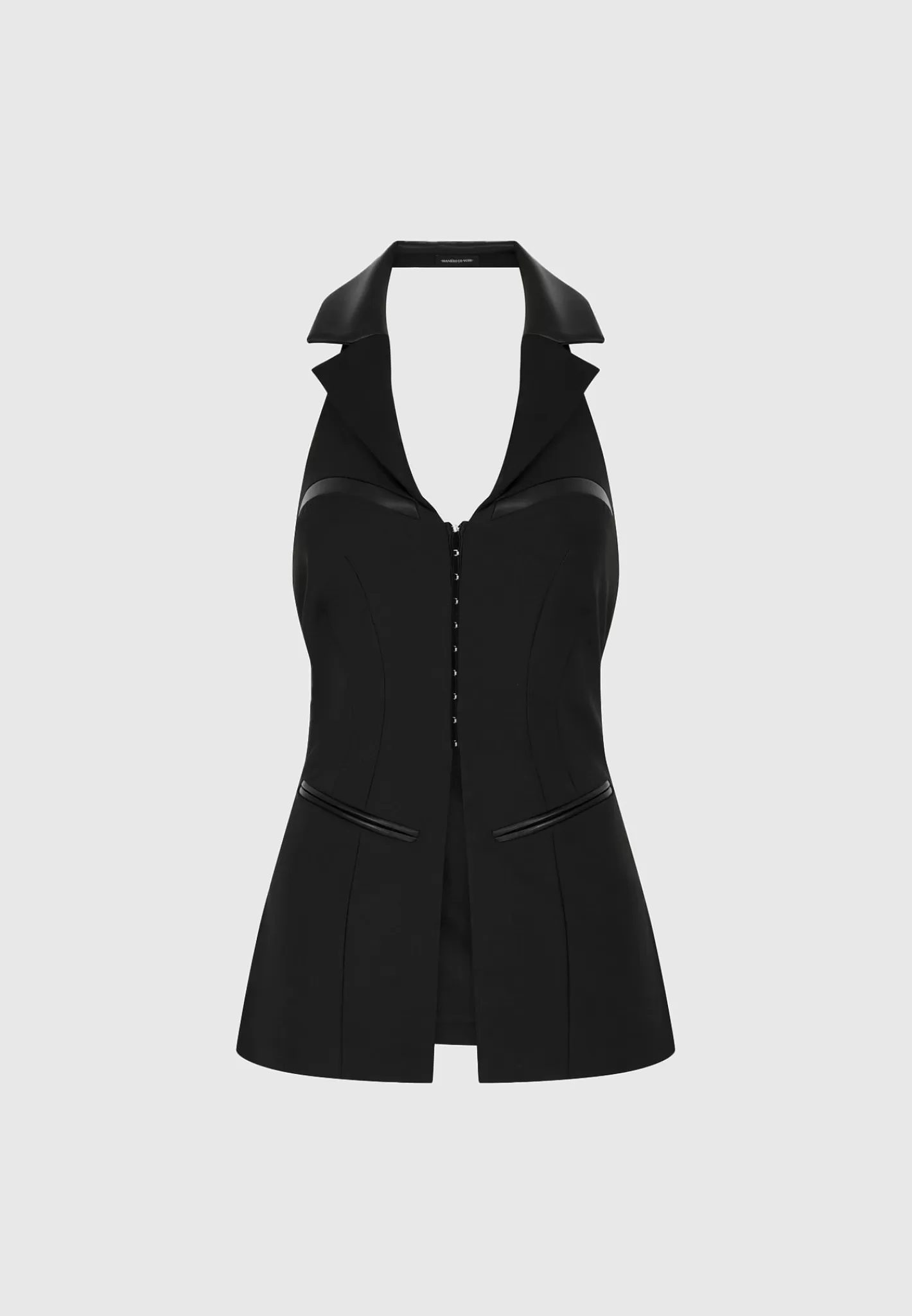 Open Back Waistcoat with Vegan Leather - -Manière De Voir Outlet