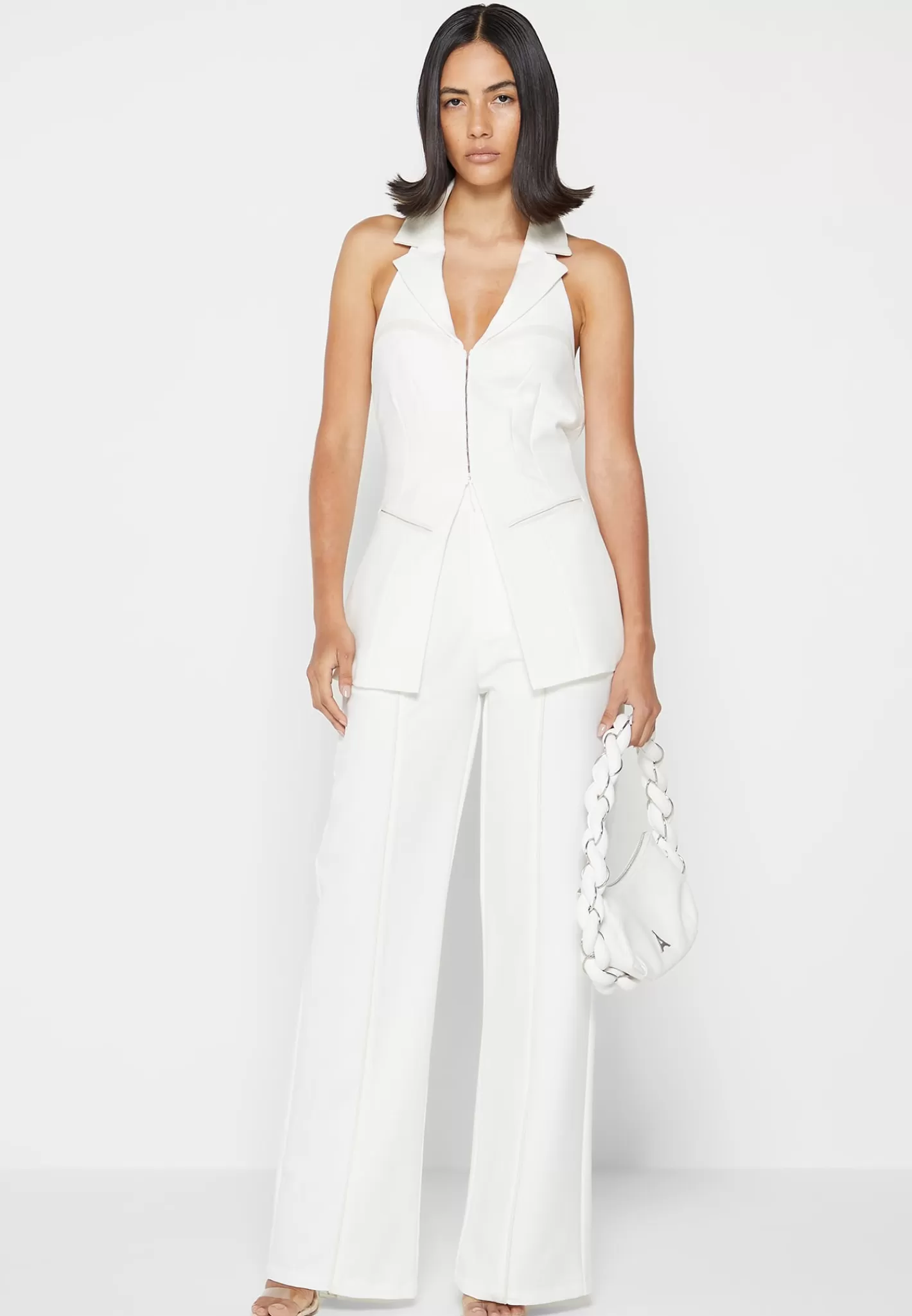 Open Back Waistcoat with Vegan Leather - -Manière De Voir Online