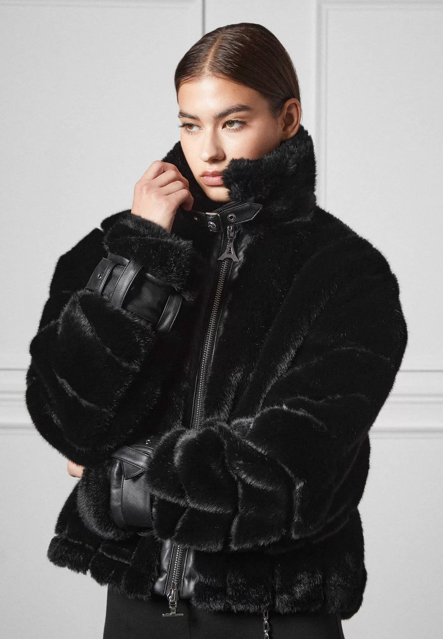 Oversized Ribbed Plush Jacket With Lapel - -Manière De Voir Shop
