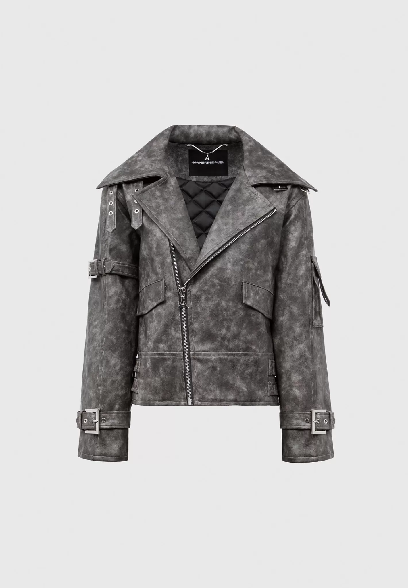 Oversized Vintage Vegan Leather Biker Jacket - -Manière De Voir Flash Sale