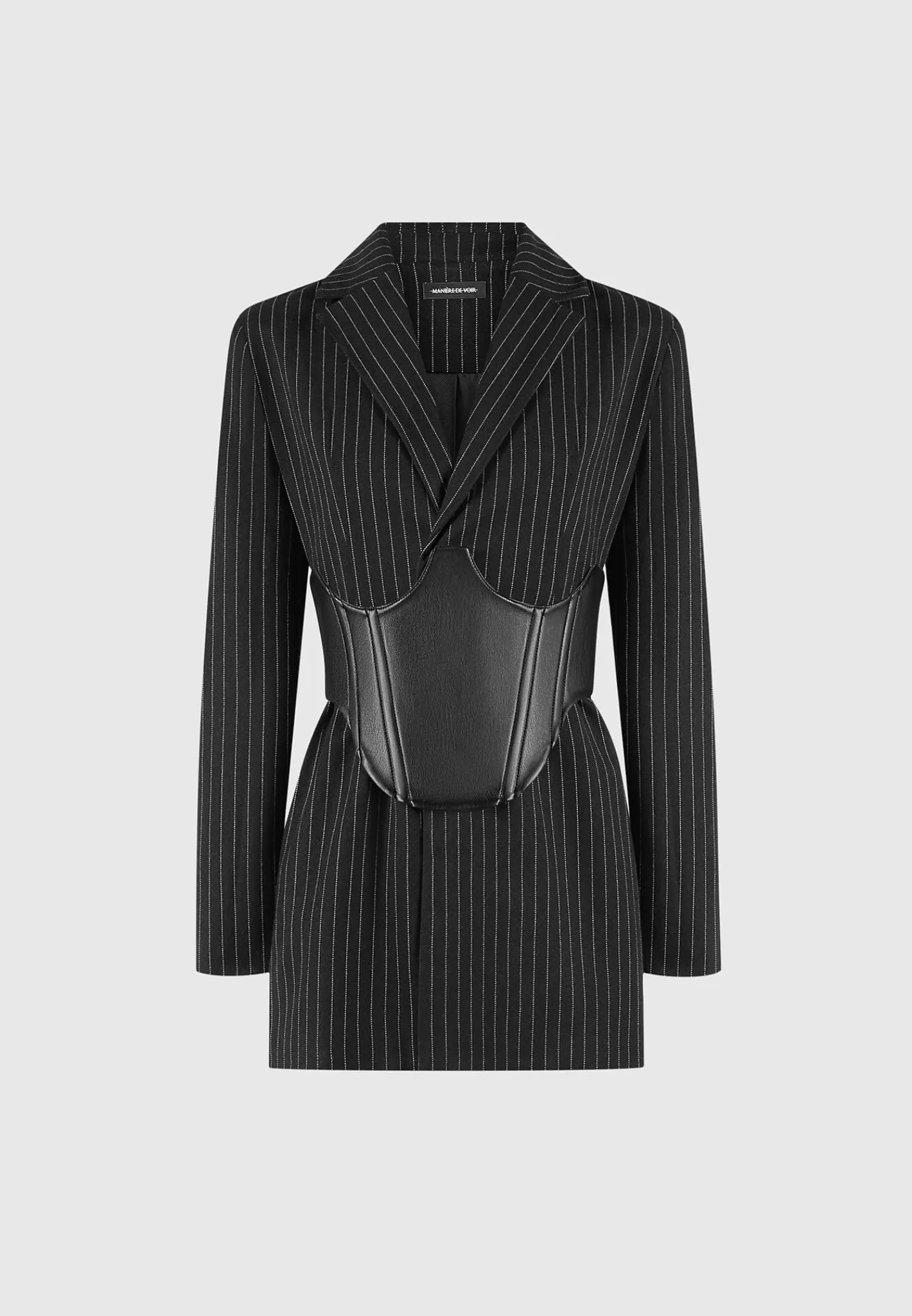 Pinstripe Blazer Dress with Reversible Corset - -Manière De Voir Best