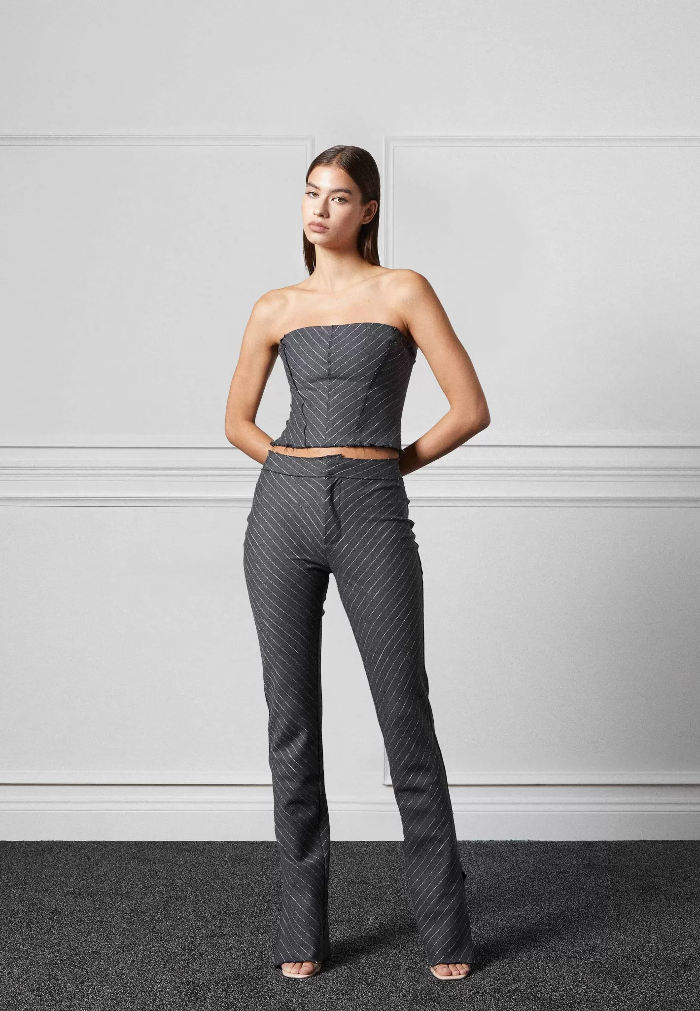 Pinstripe Mini Flared Trousers - -Manière De Voir Online