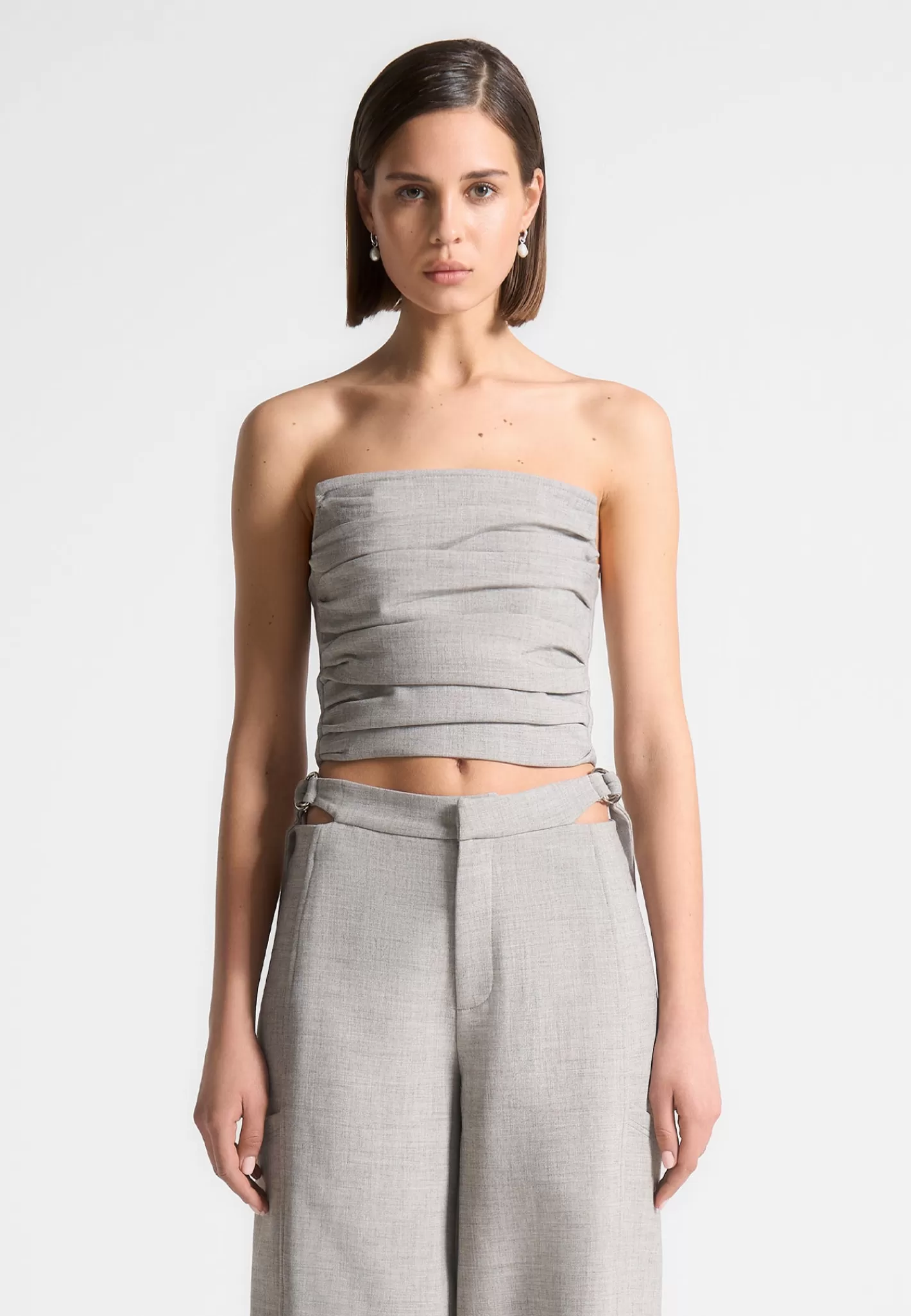 Pleated Bandeau Melange Corset Top - -Manière De Voir Flash Sale