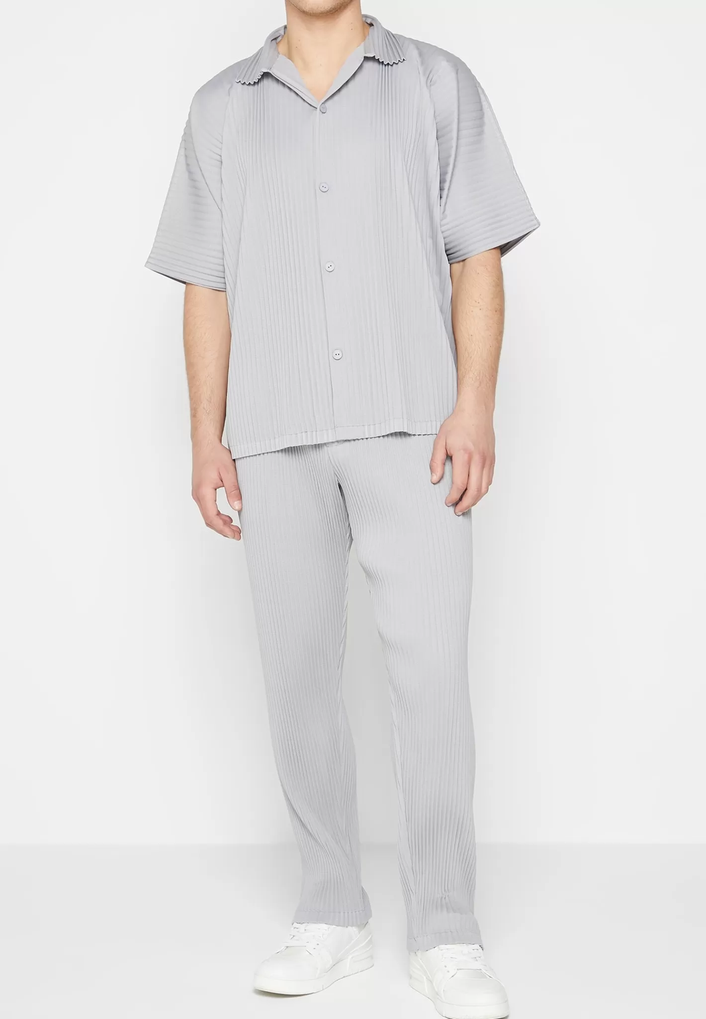 Pleated Shirt - Iced Grey-Manière De Voir Discount