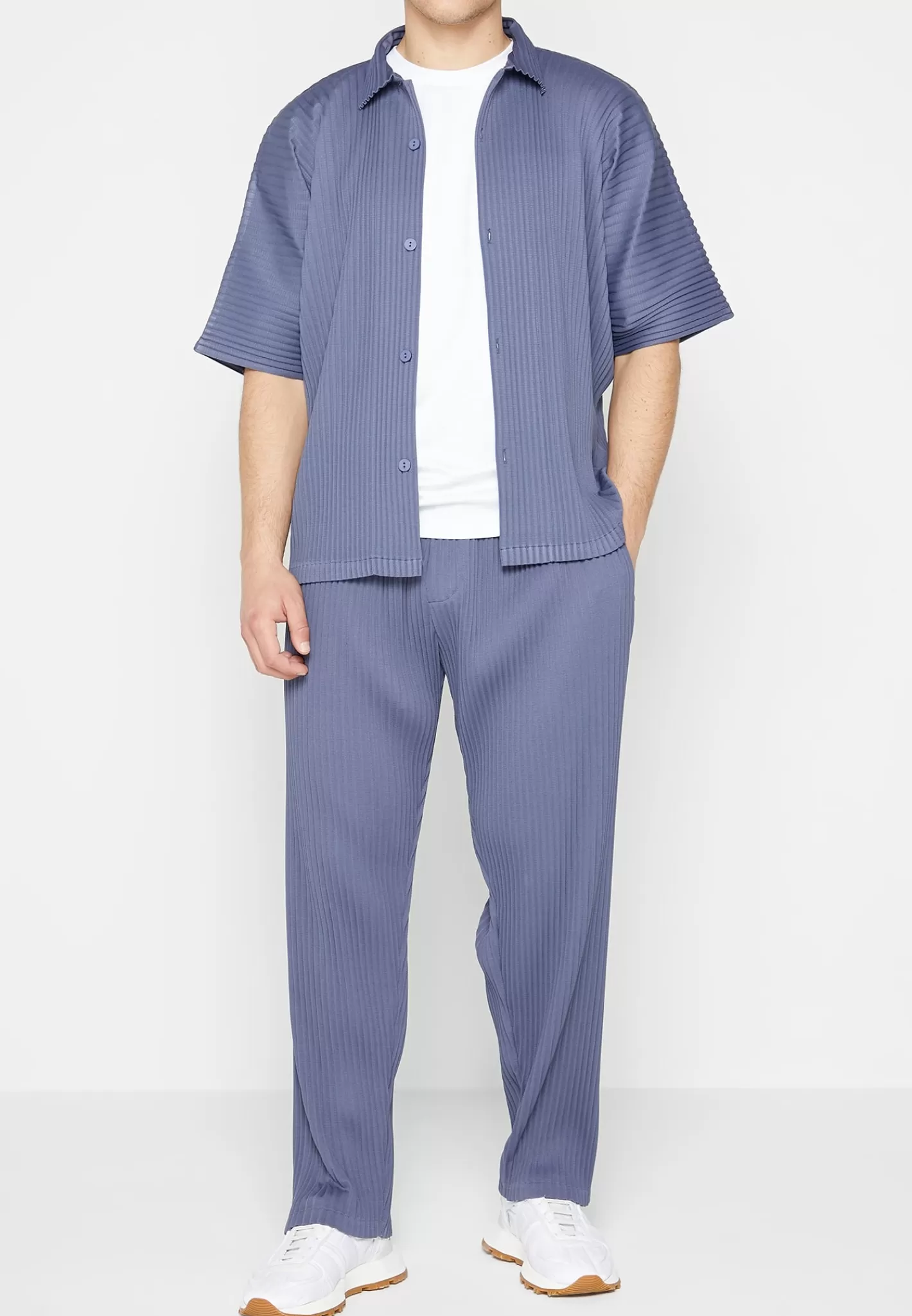 Pleated Shirt - Steel Blue-Manière De Voir Store