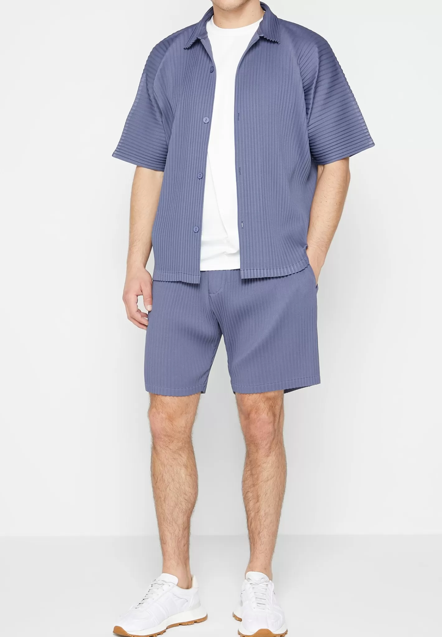 Pleated Shorts - Steel -Manière De Voir Flash Sale