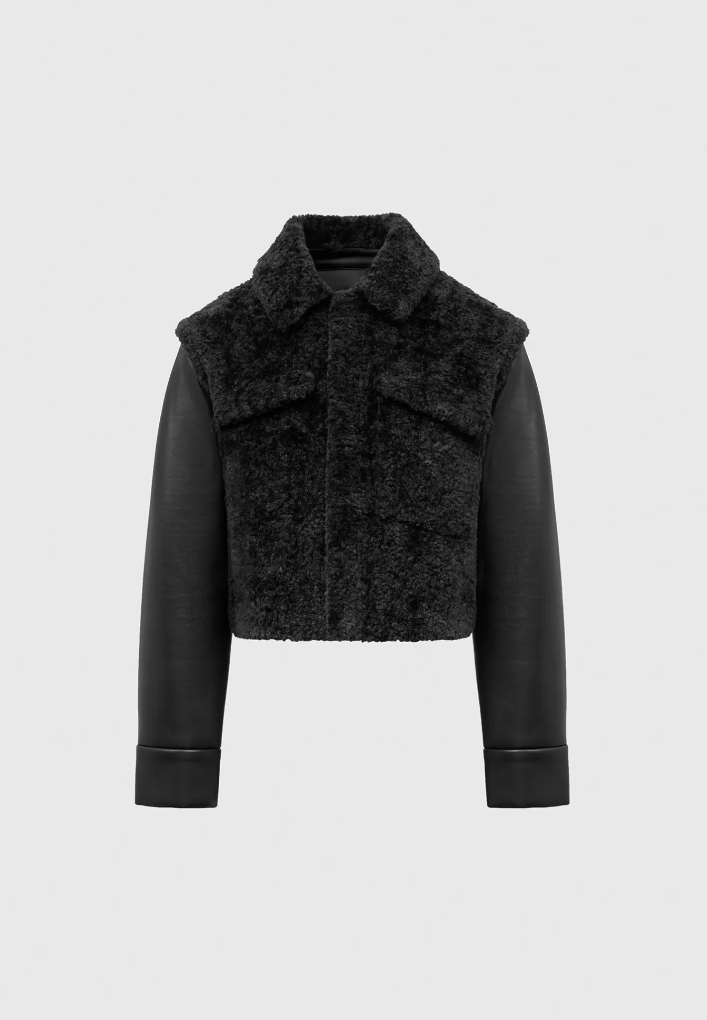 Plush Jacket With Vegan Leather Sleeves - -Manière De Voir Flash Sale