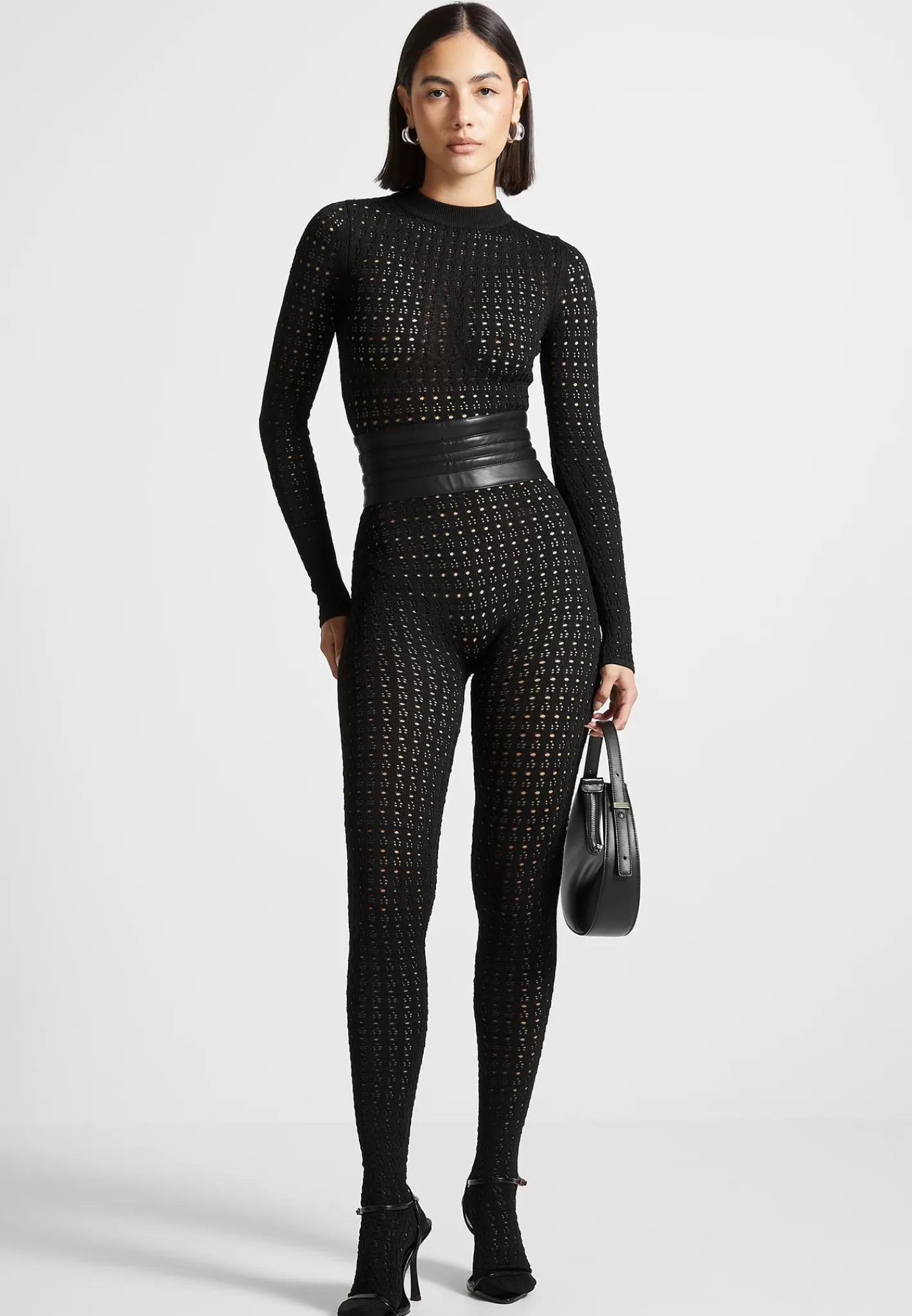 Pointelle Knit Jumpsuit with Belt - -Manière De Voir Hot