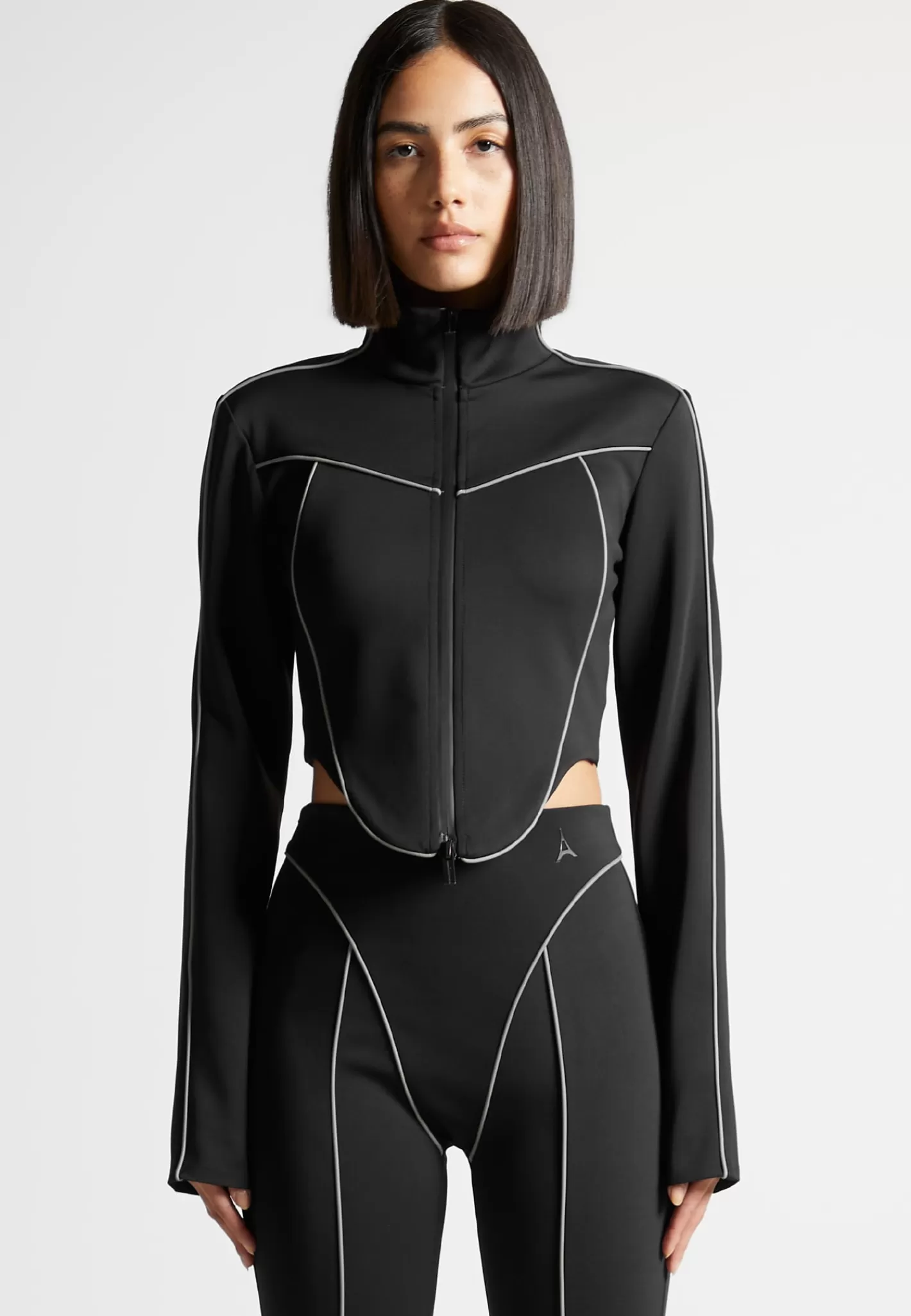 Reflective Piped Long Sleeve Corset Jacket - -Manière De Voir Store