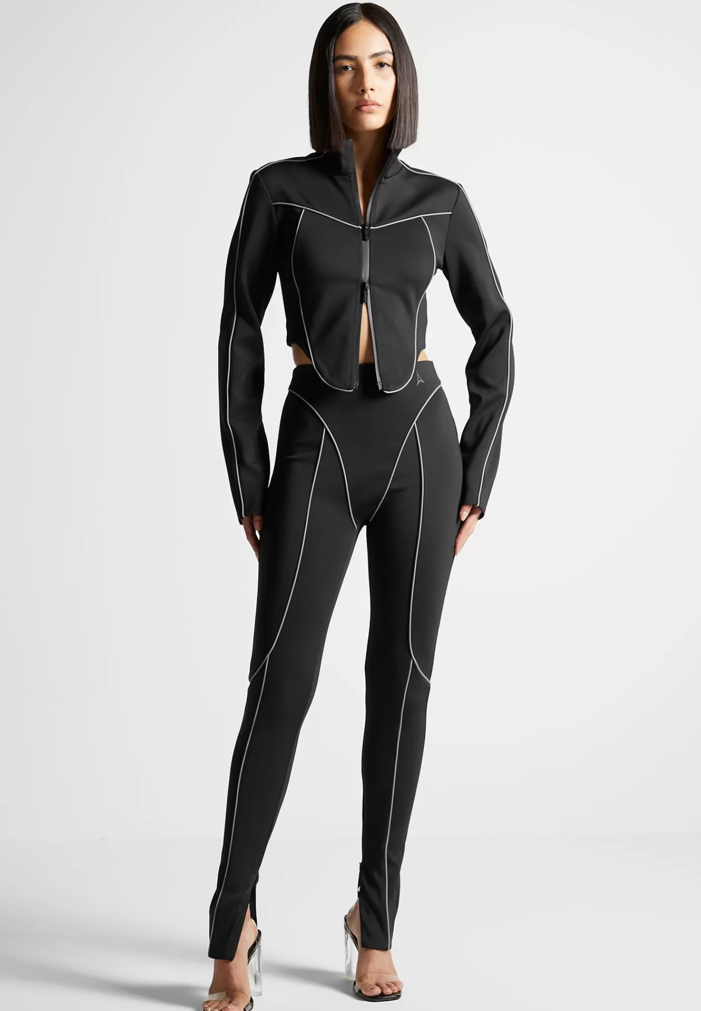 Reflective Piped Long Sleeve Corset Jacket - -Manière De Voir Store