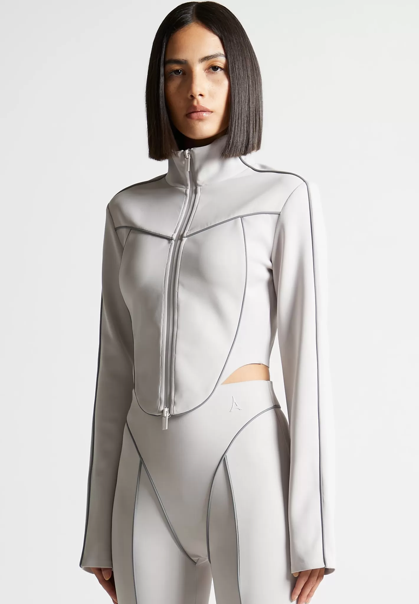 Reflective Piped Long Sleeve Corset Jacket - -Manière De Voir Fashion