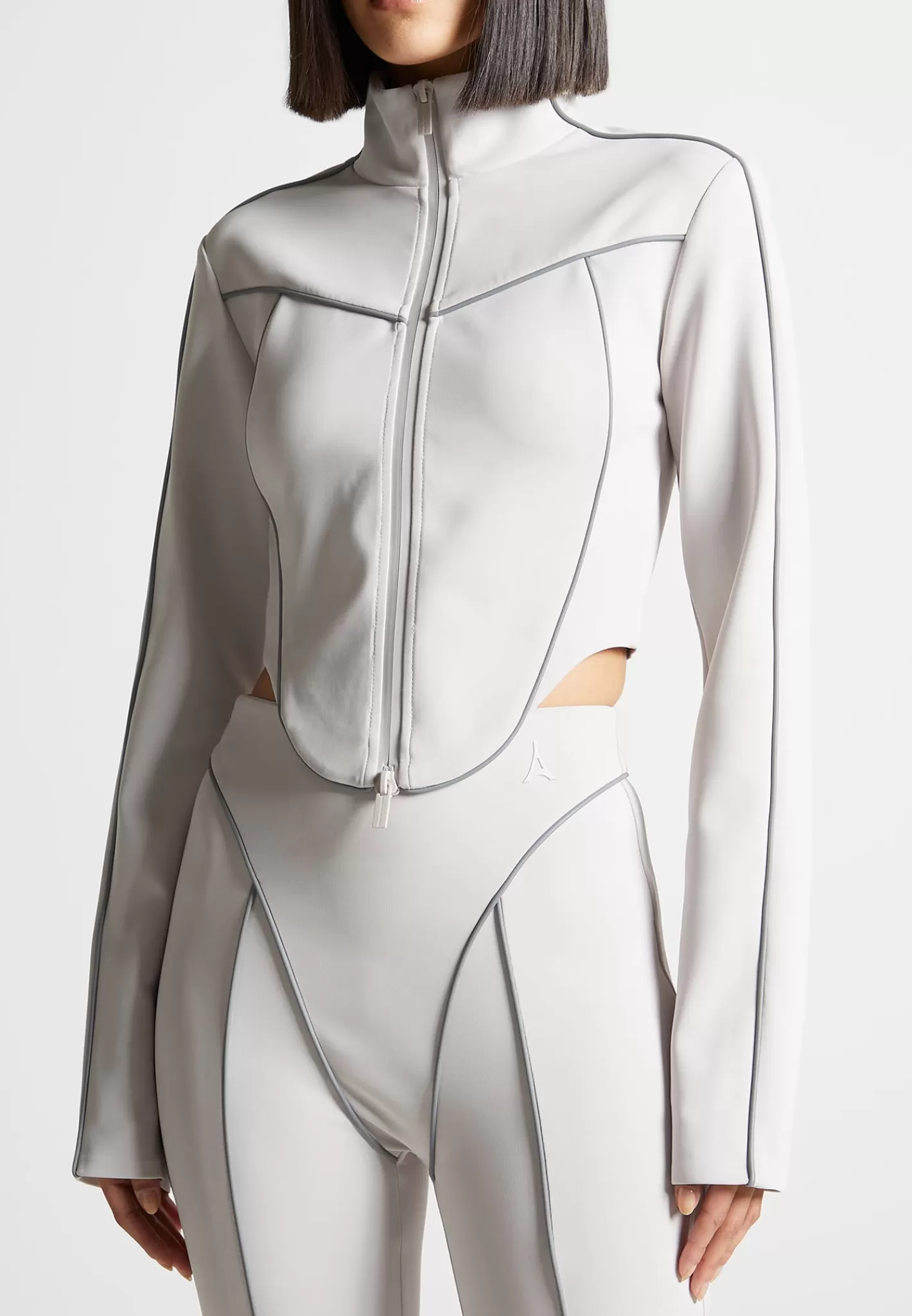 Reflective Piped Long Sleeve Corset Jacket - -Manière De Voir Fashion