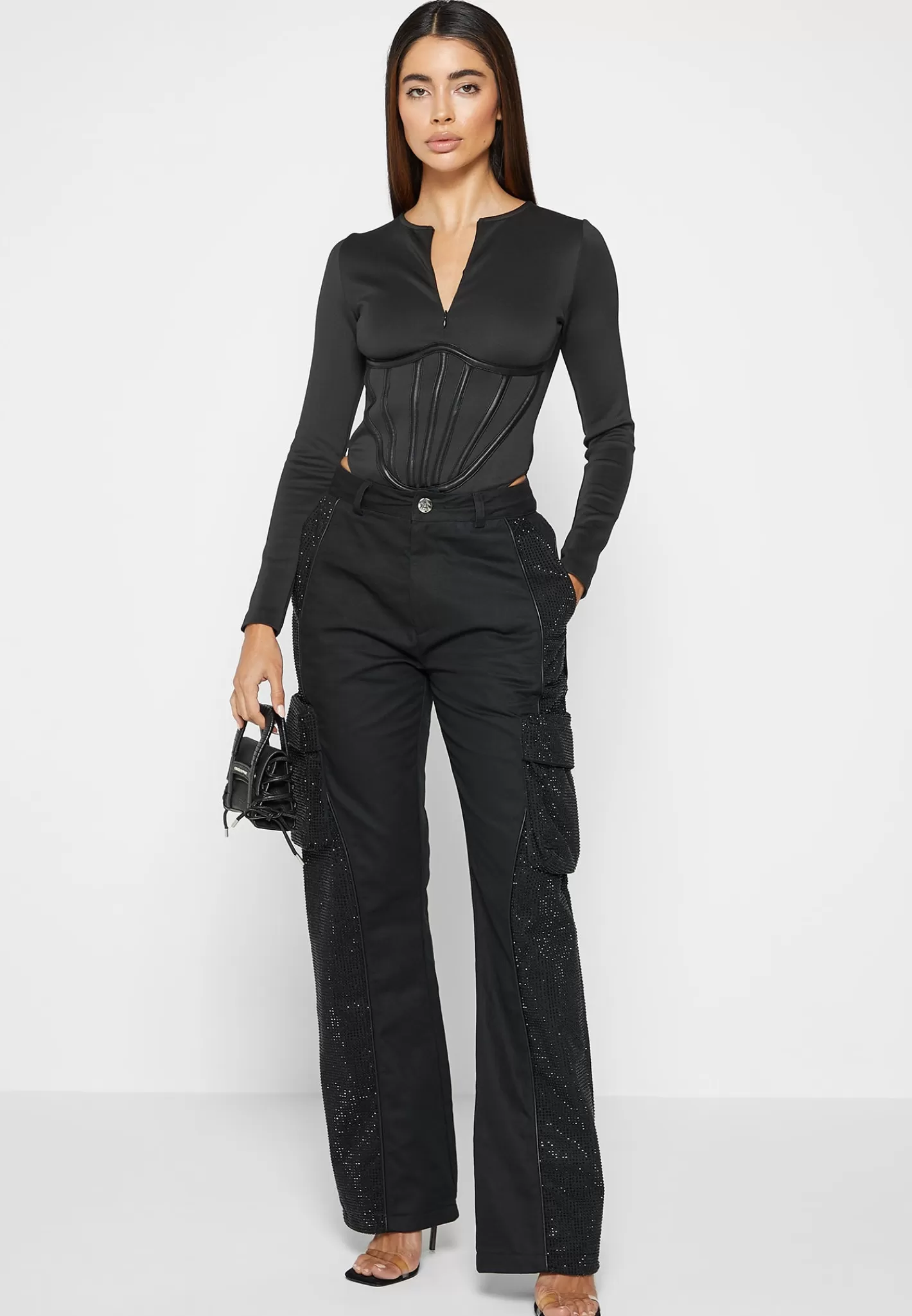 Rhinestone Contour Cargo Pants - -Manière De Voir Best