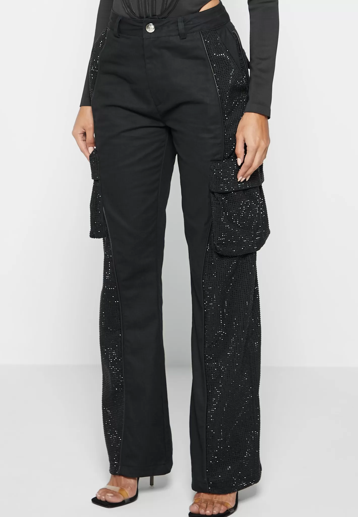Rhinestone Contour Cargo Pants - -Manière De Voir Best