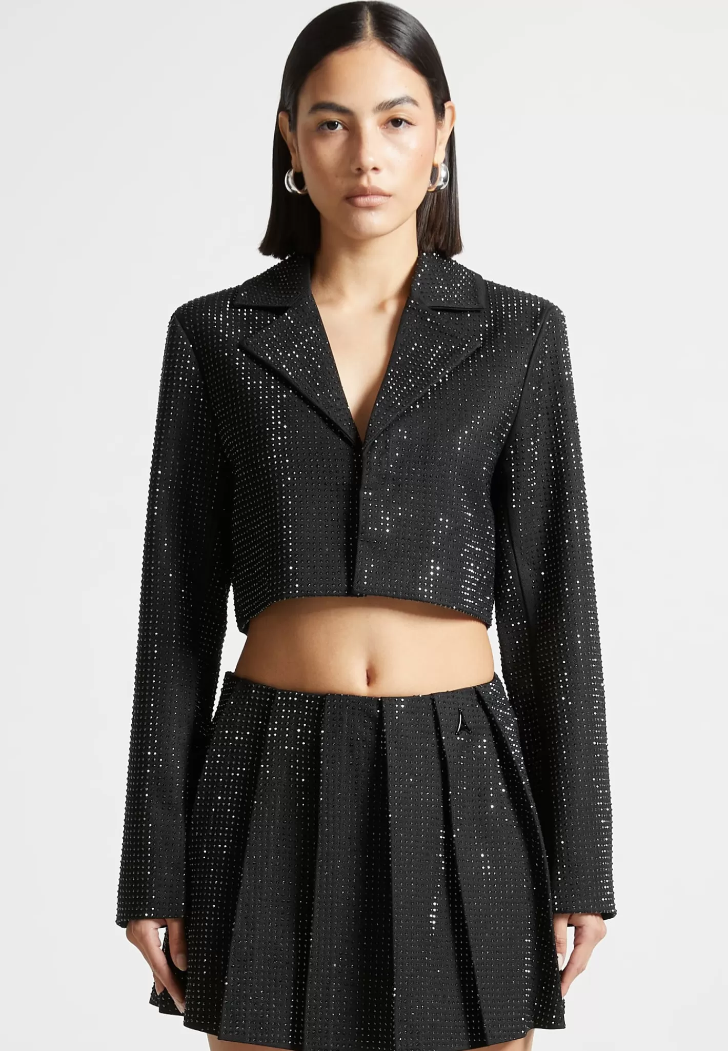 Rhinestone Cropped Blazer - -Manière De Voir Fashion