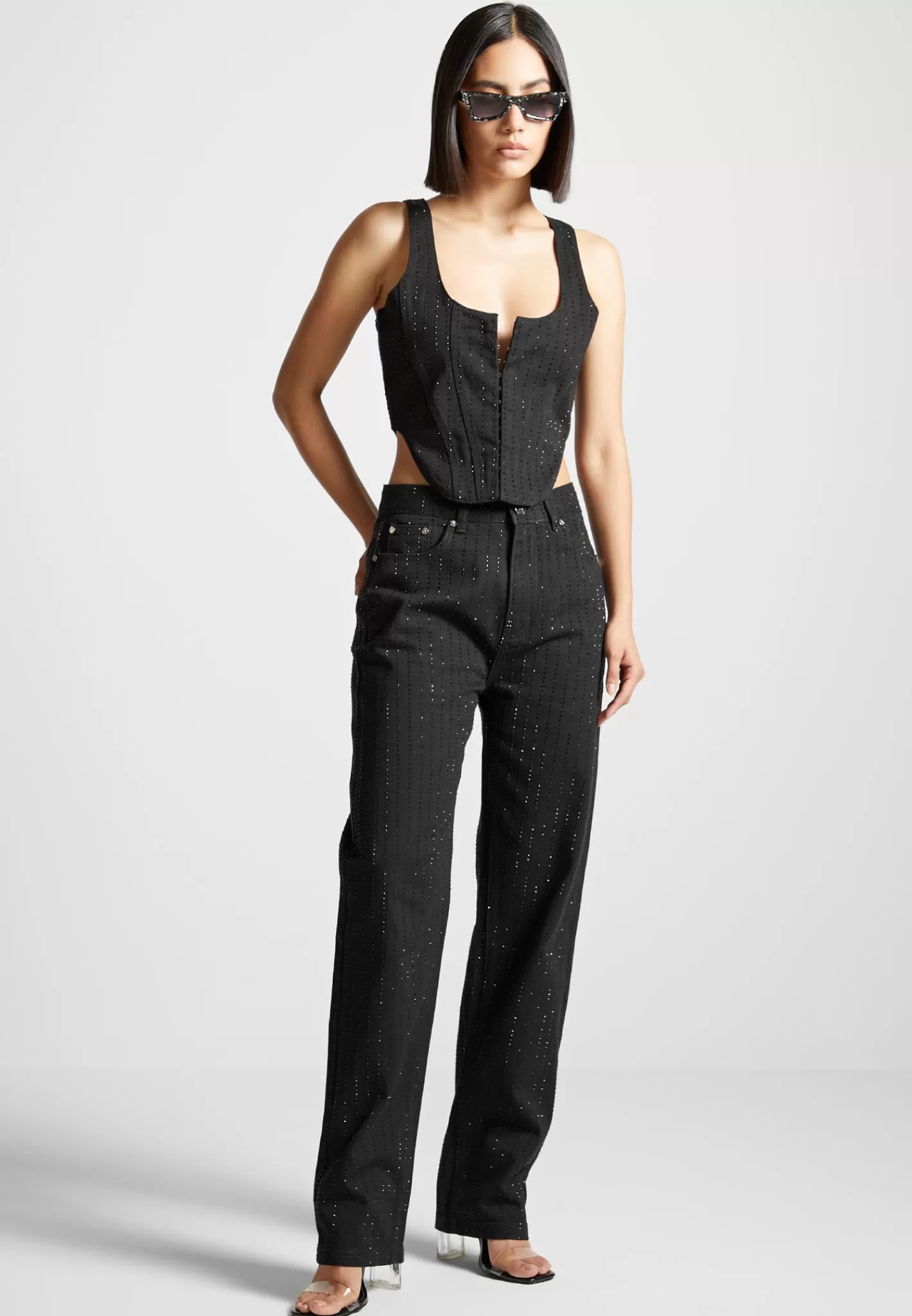 Rhinestone Denim Corset - -Manière De Voir Online