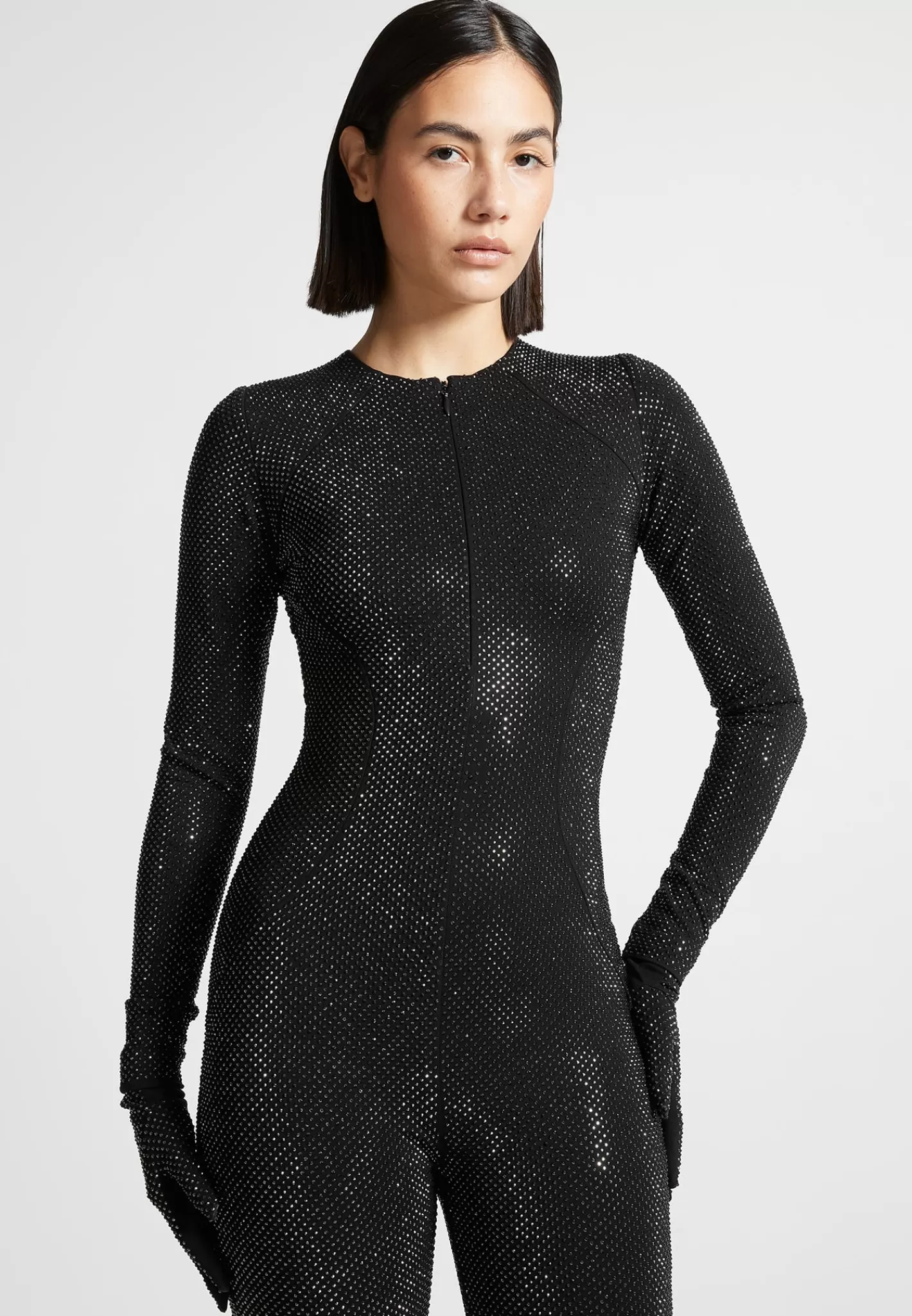Rhinestone Jumpsuit with Gloves - -Manière De Voir Store