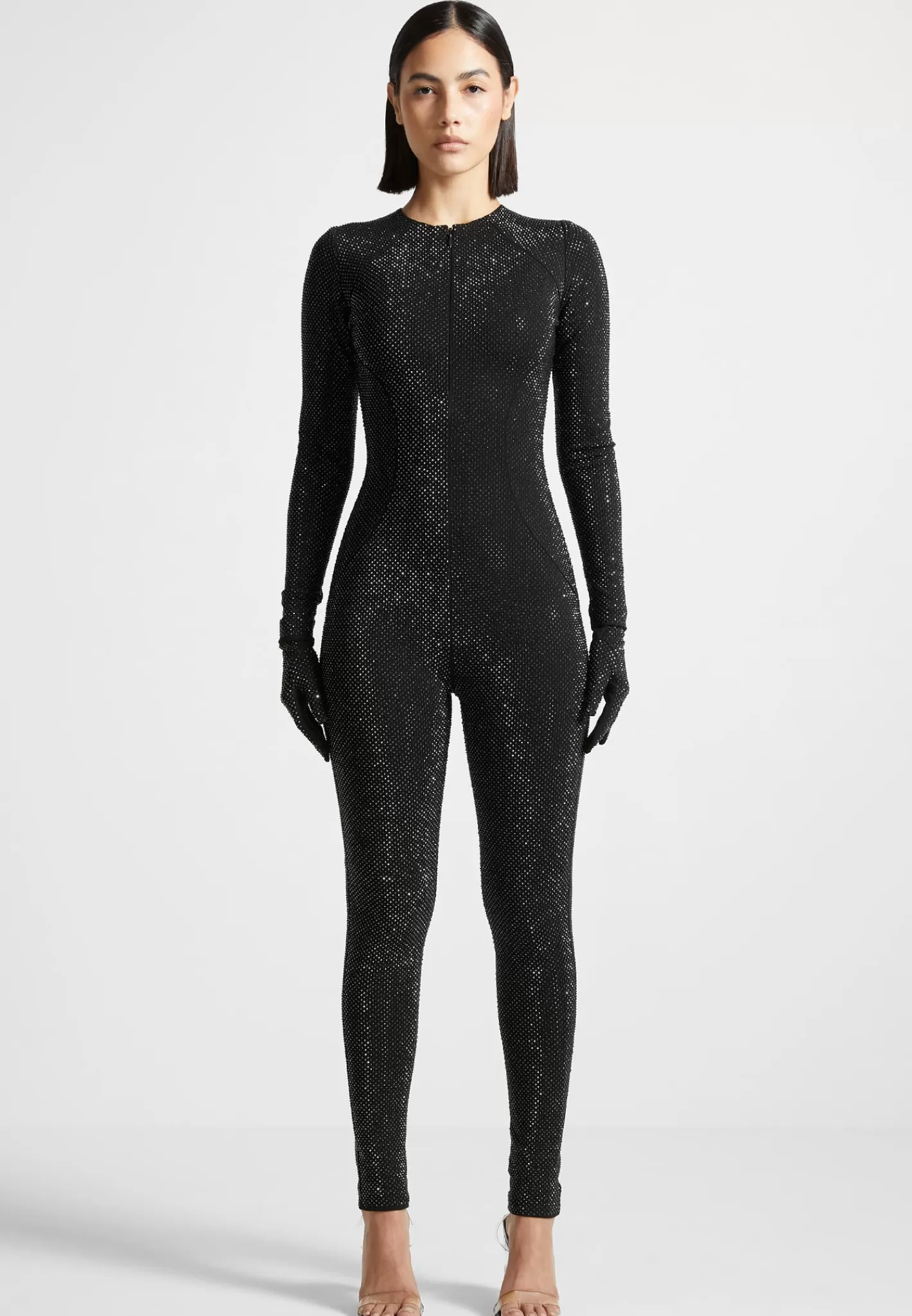 Rhinestone Jumpsuit with Gloves - -Manière De Voir Store