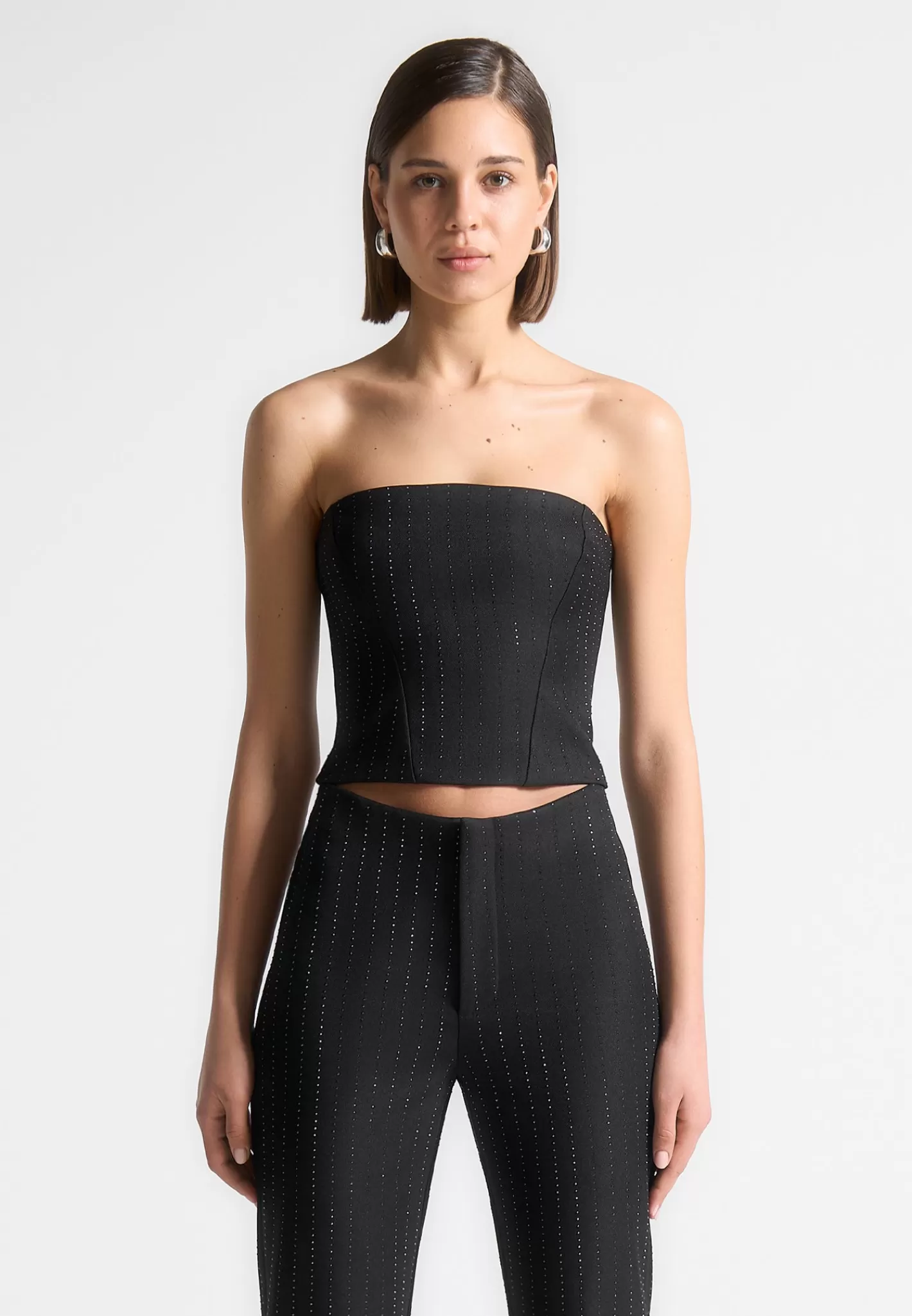 Rhinestone Tailored Bandeau Corset Top - -Manière De Voir Hot