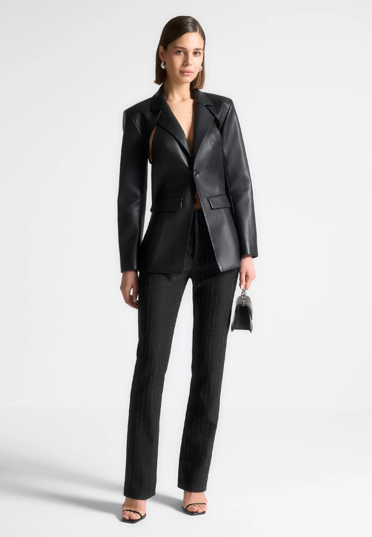 Rhinestone Tailored Straight Leg Trousers - -Manière De Voir Shop
