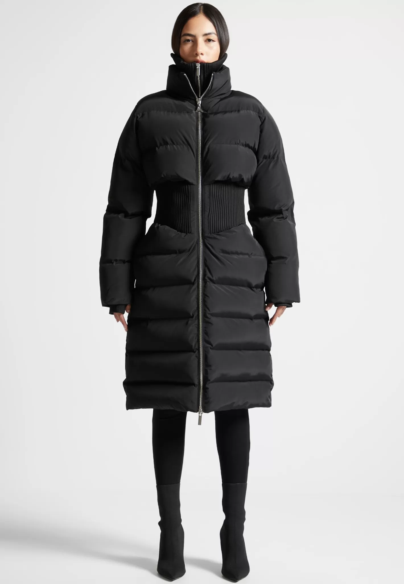 Ribbed Corset Longline Puffer Coat - -Manière De Voir Discount