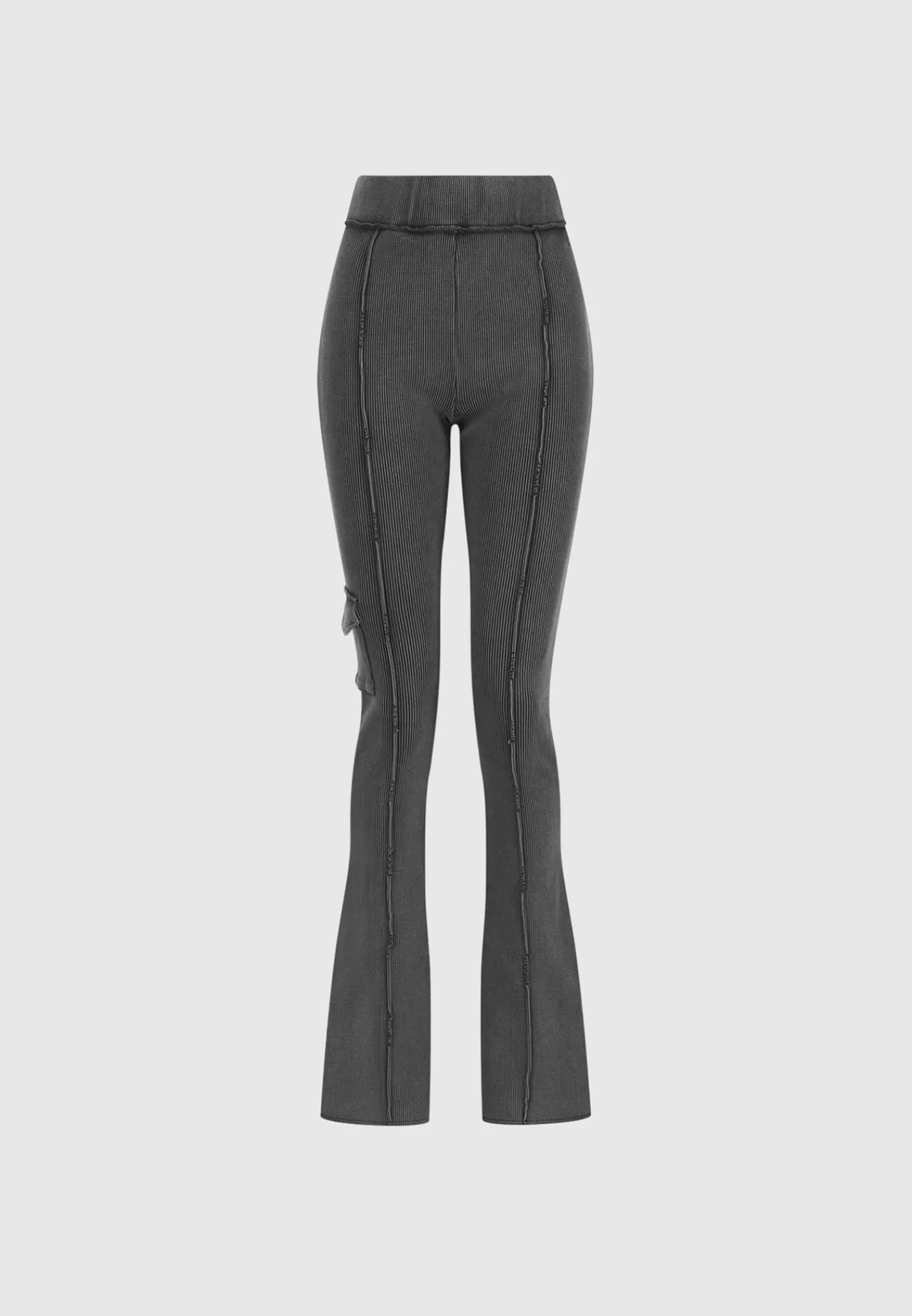 Ribbed Flared Leggings - Washed Grey-Manière De Voir Outlet