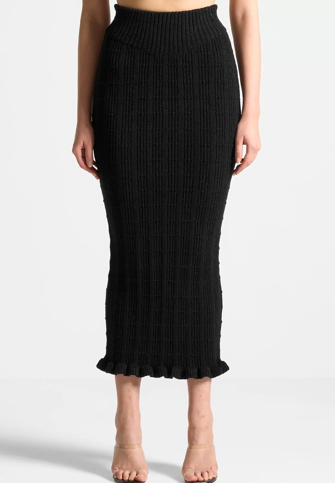 Ruffle Hem Ribbed Knit Midaxi Skirt - -Manière De Voir Online