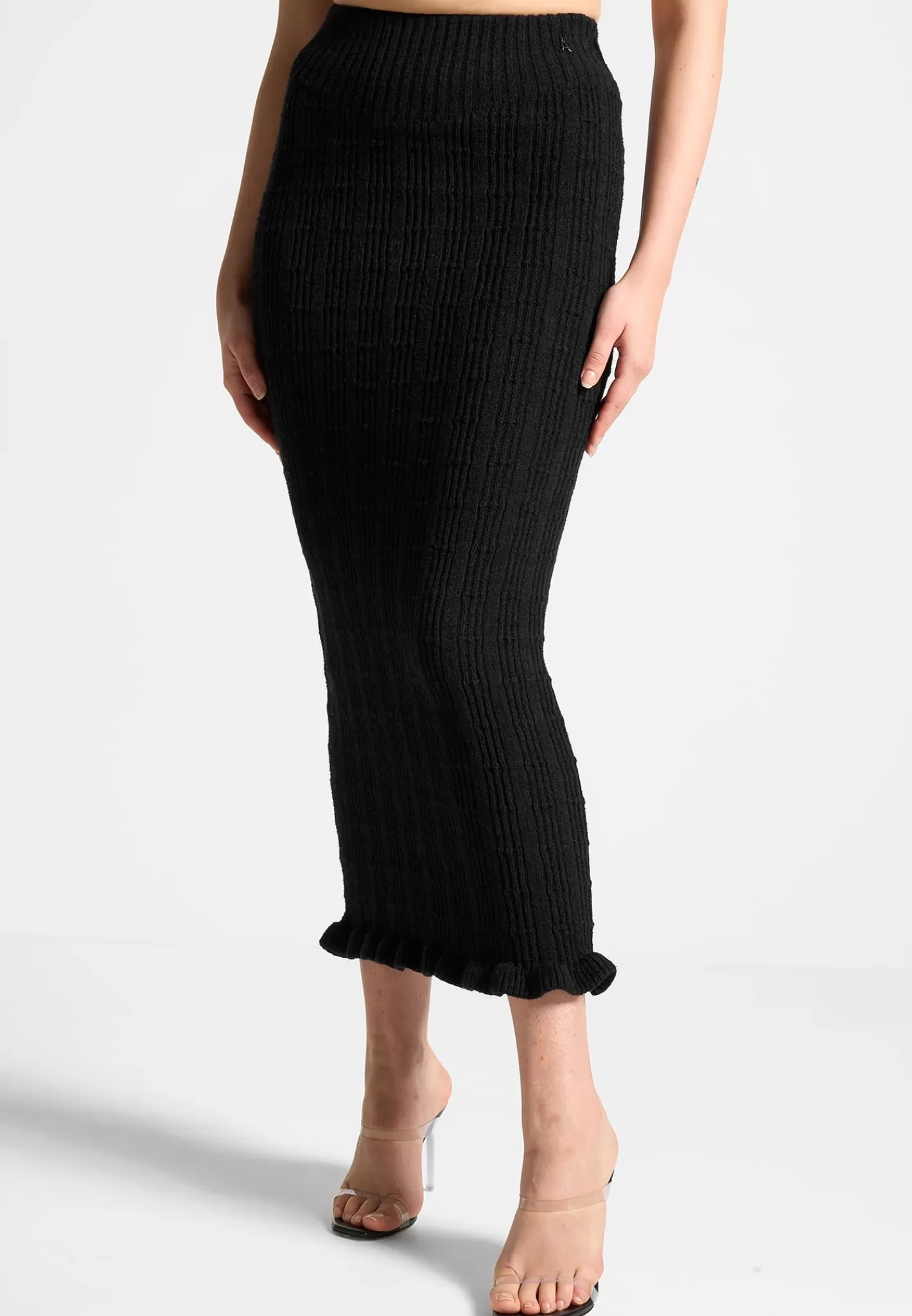 Ruffle Hem Ribbed Knit Midaxi Skirt - -Manière De Voir Online