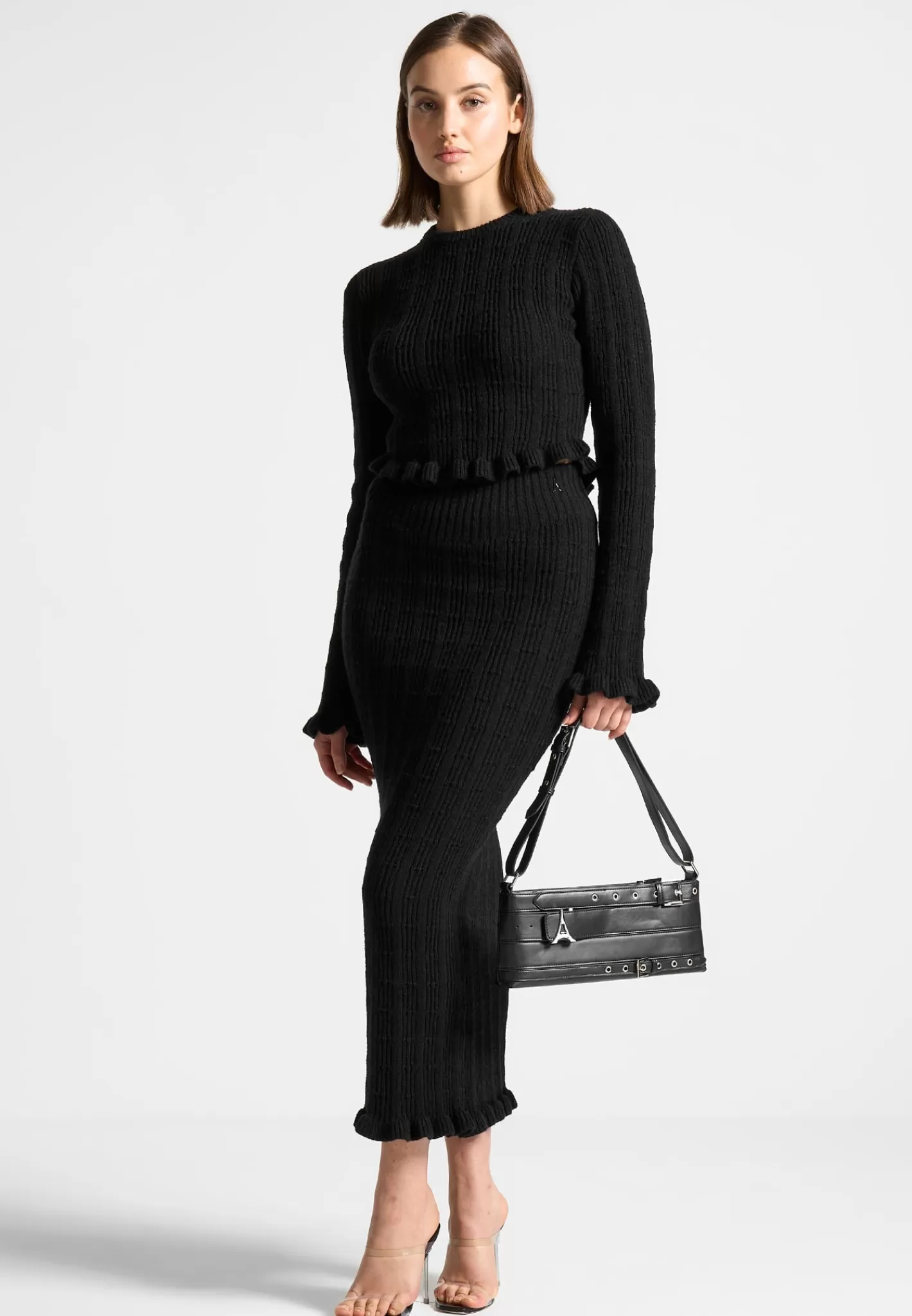 Ruffle Hem Ribbed Knit Top - -Manière De Voir Outlet
