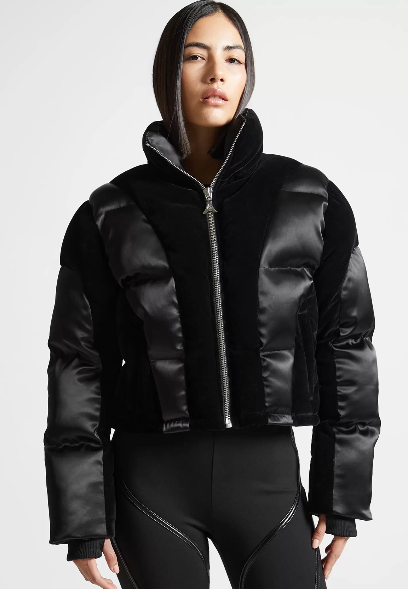 Satin and Velvet Puffer Jacket - -Manière De Voir Discount