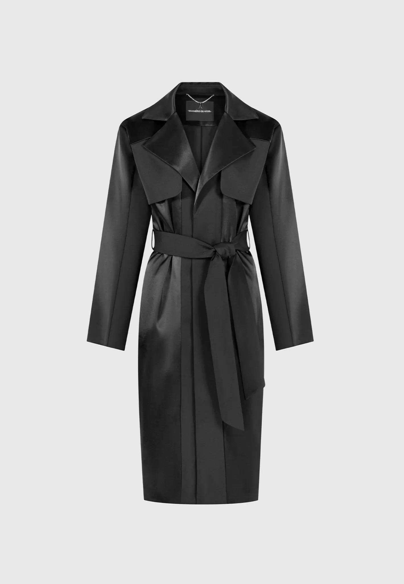 Satin Neoprene Longline Trench Coat - -Manière De Voir Cheap