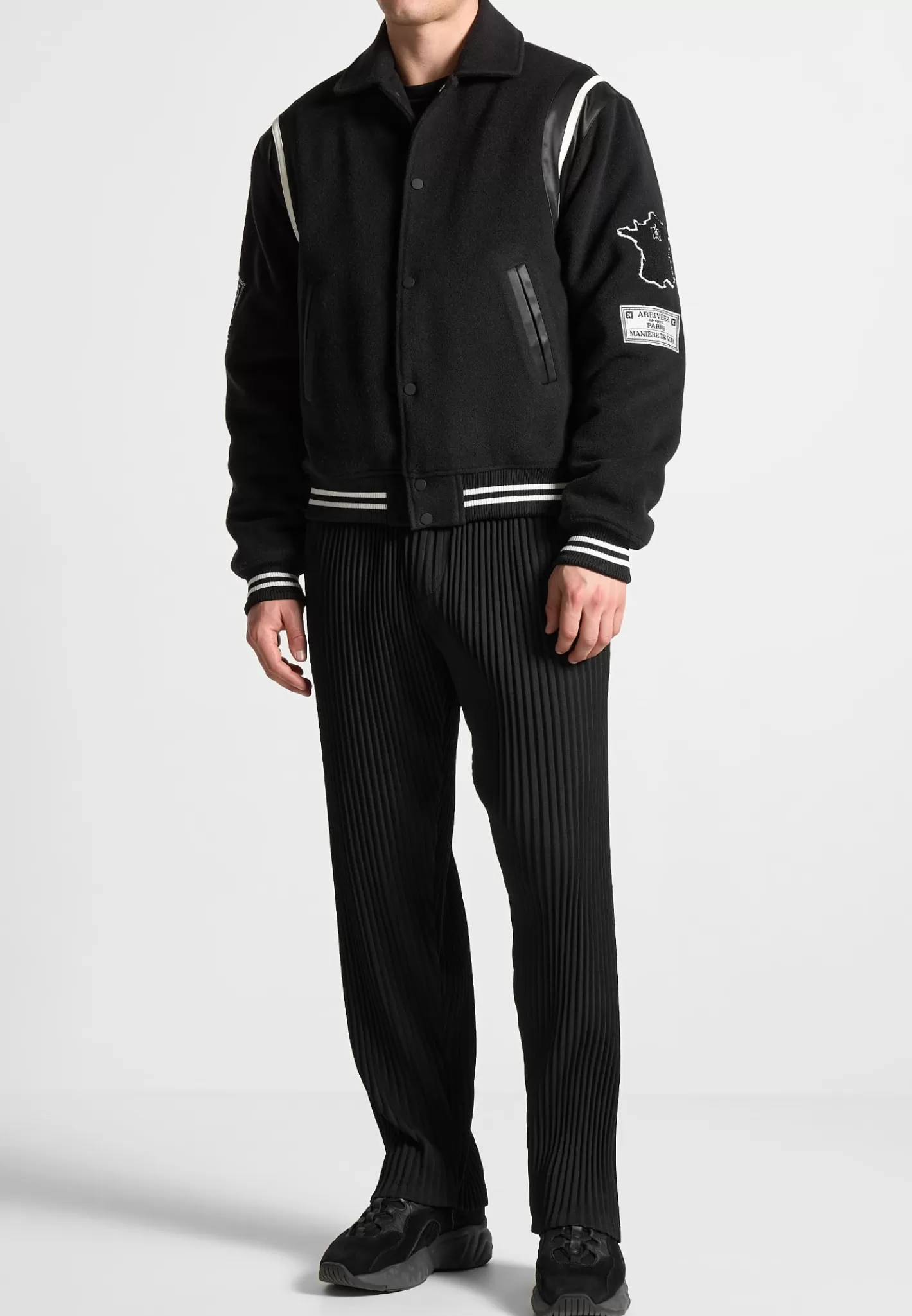 Satin Panel Eiffel Varsity Jacket - -Manière De Voir Clearance
