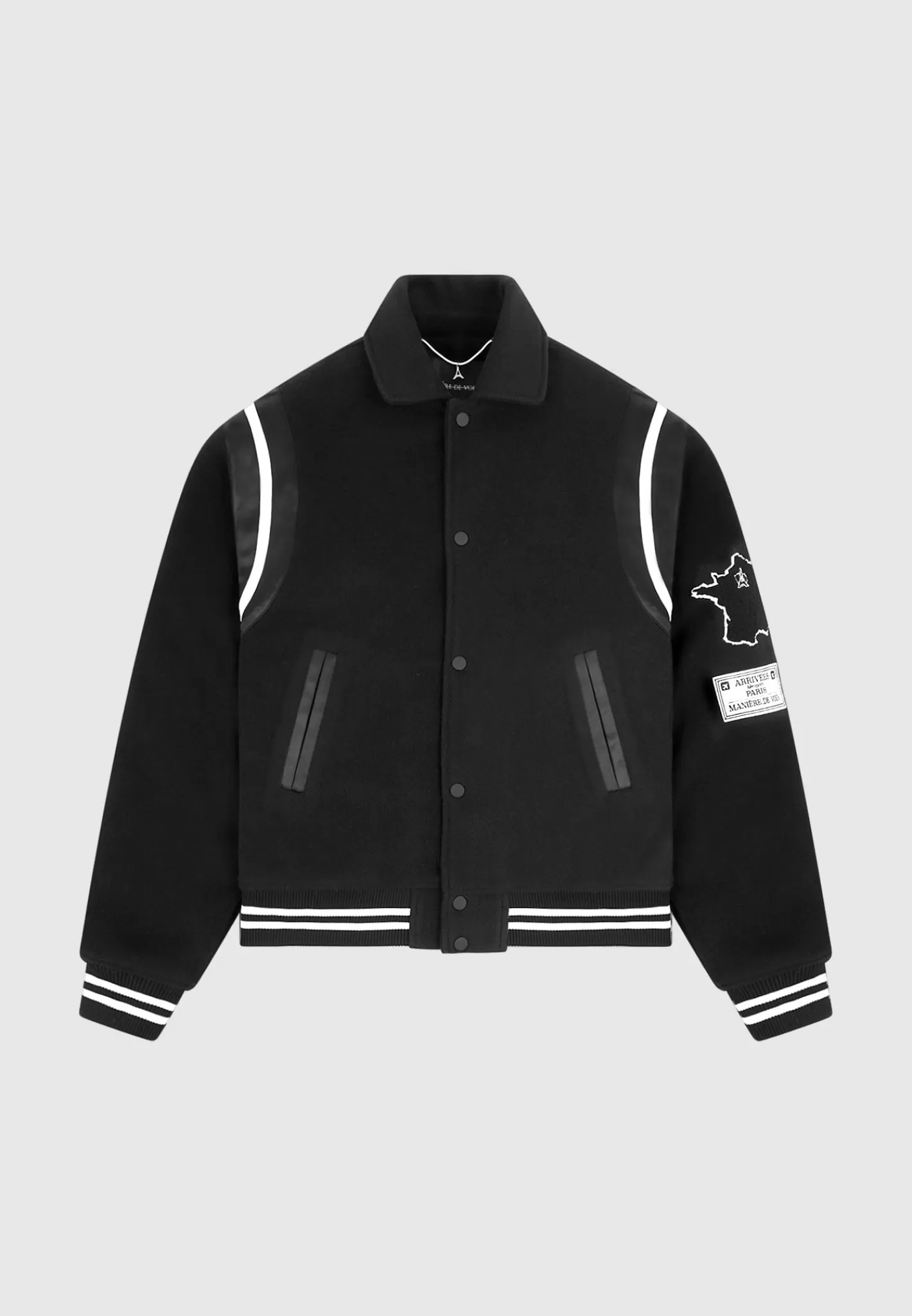 Satin Panel Eiffel Varsity Jacket - -Manière De Voir Clearance