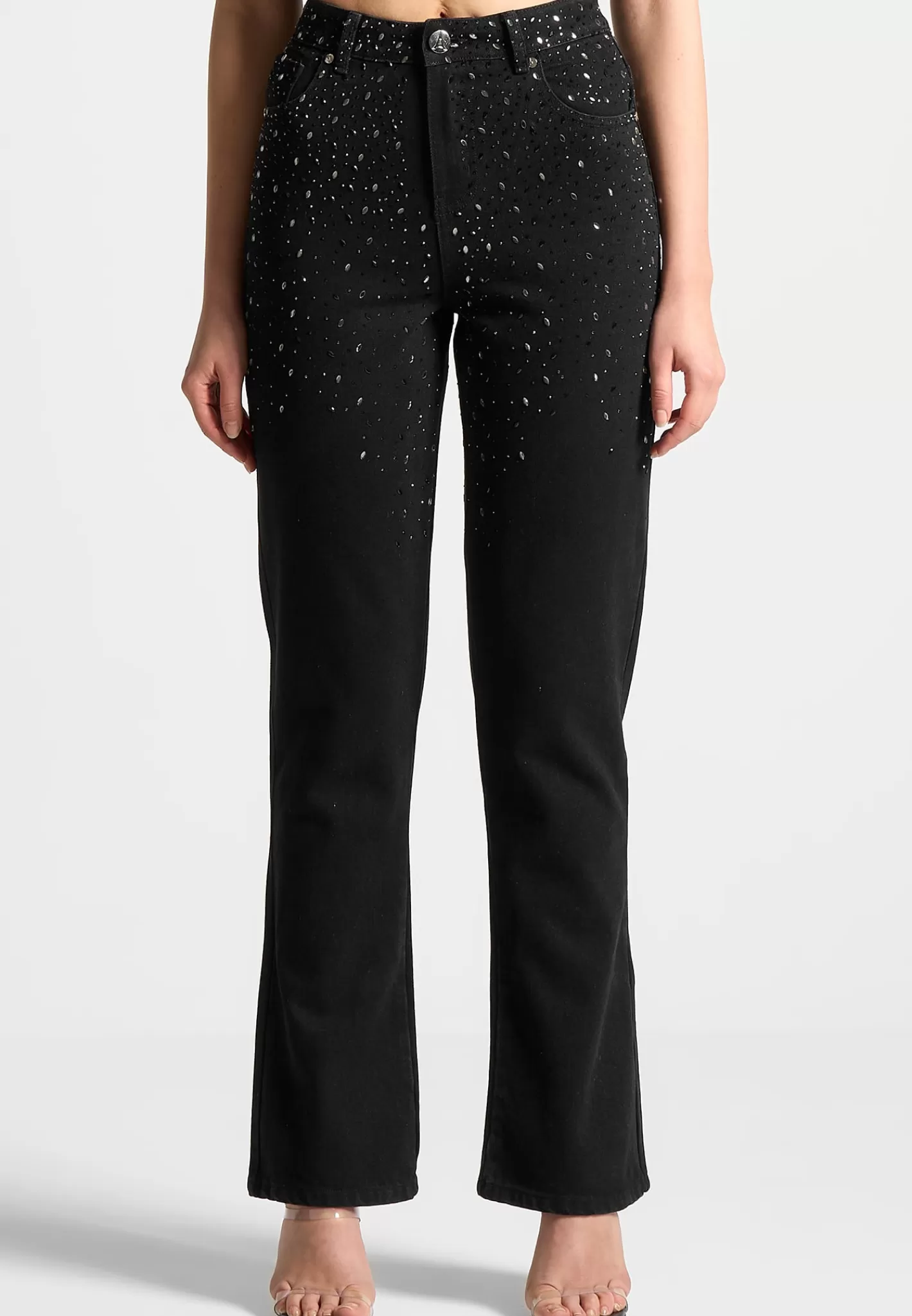 Scattered Rhinestone Mini Flare Jeans - -Manière De Voir Online