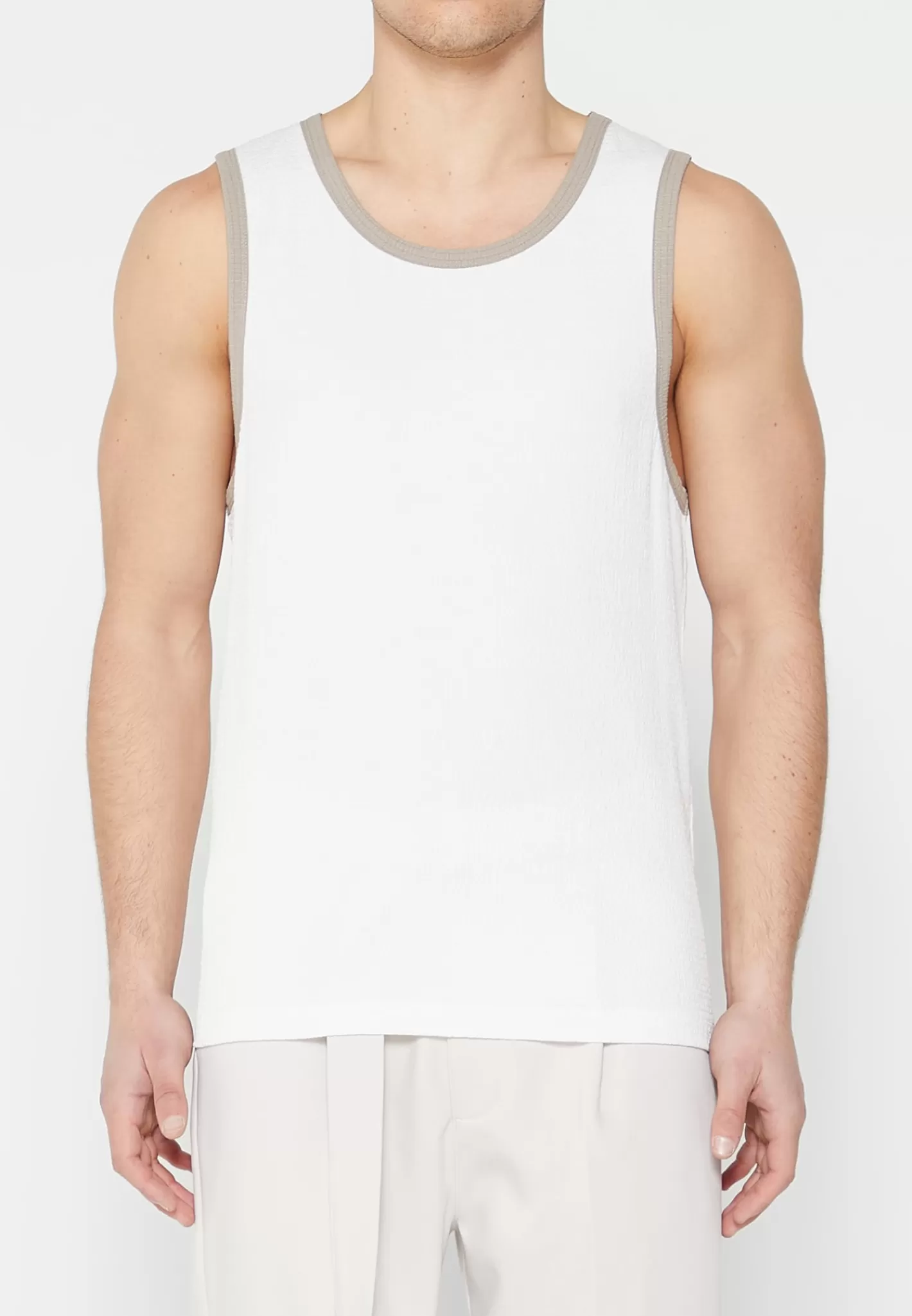 Seersucker Vest - /Beige-Manière De Voir Flash Sale