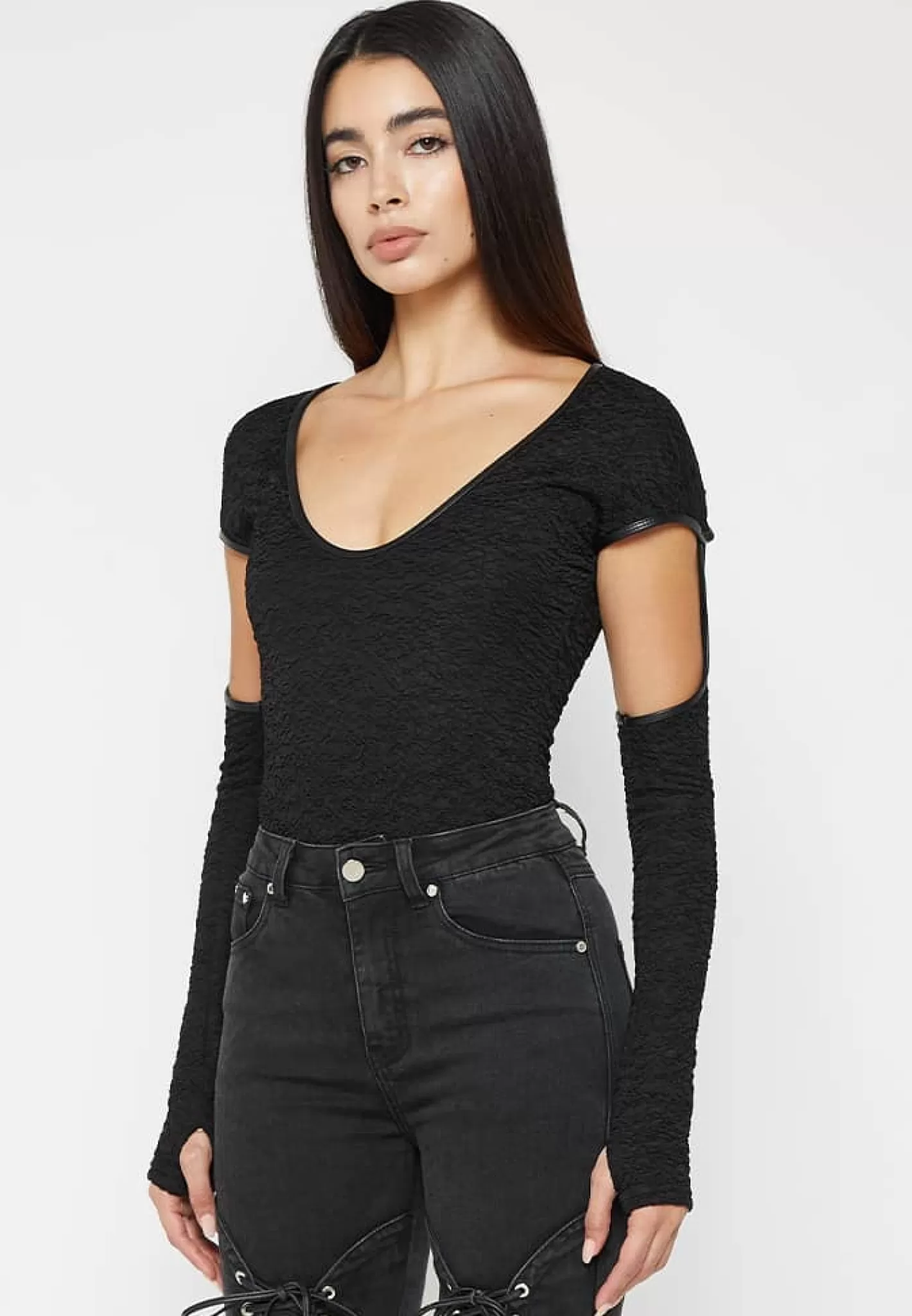Shirred Cut Out Bodysuit - -Manière De Voir Clearance
