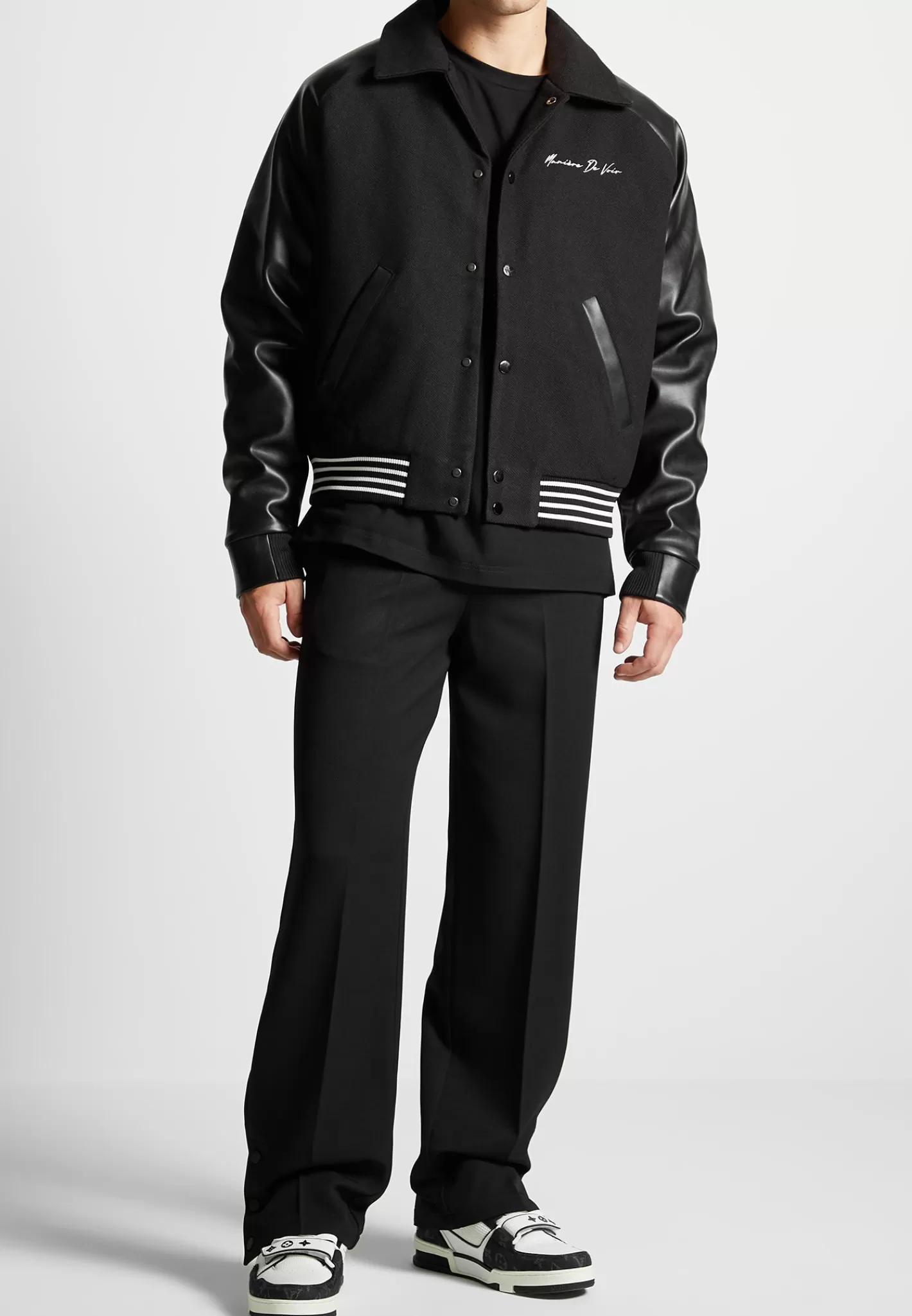 Signature Vegan Leather Raglan Varsity Jacket - -Manière De Voir Hot