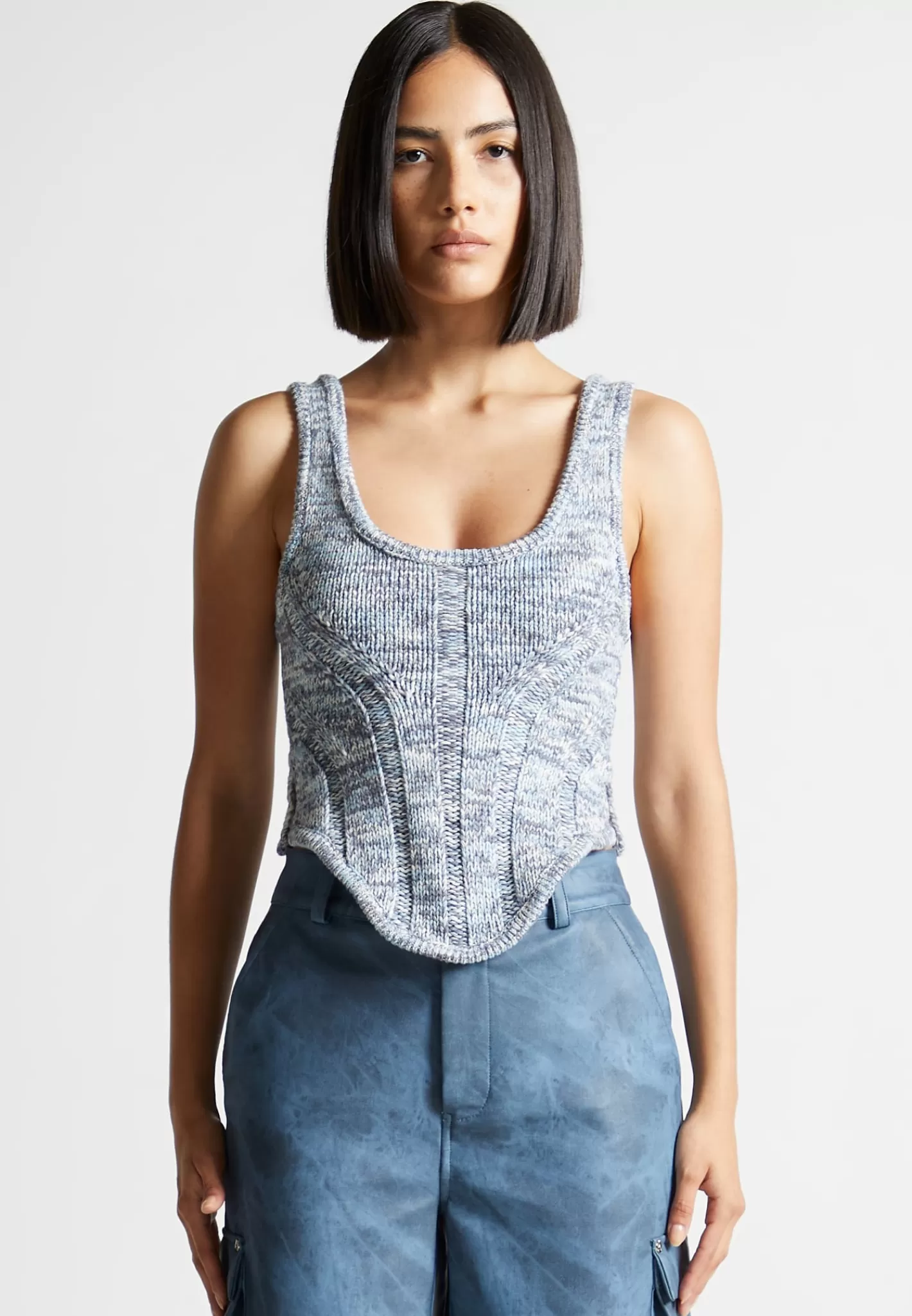 Space Dye Knit Corset Top - -Manière De Voir Sale