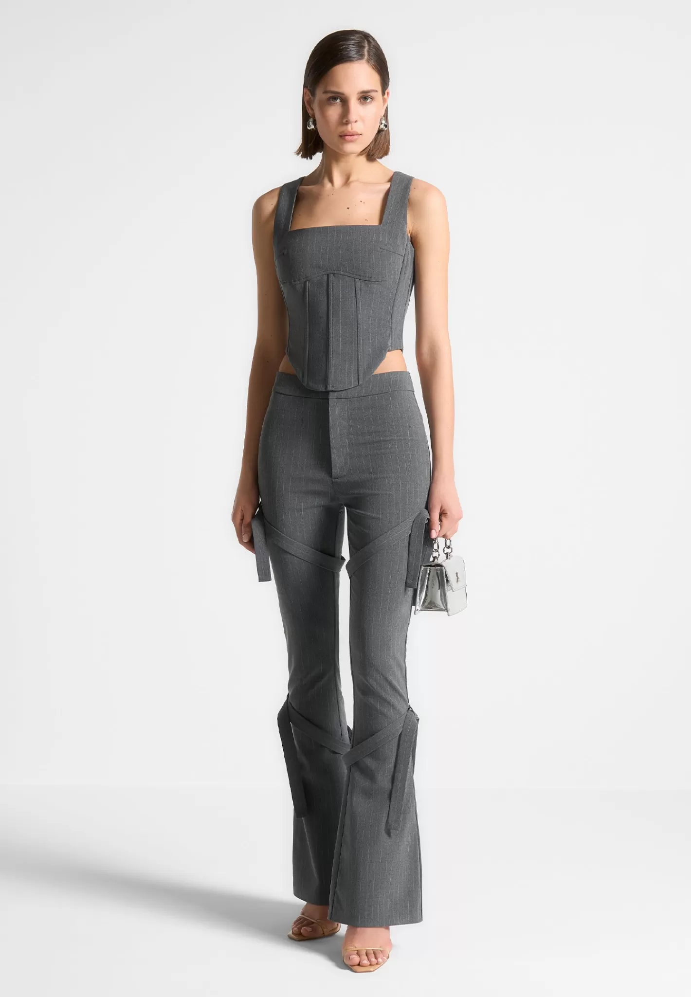 Square Neck Pinstripe Corset Top - -Manière De Voir Shop