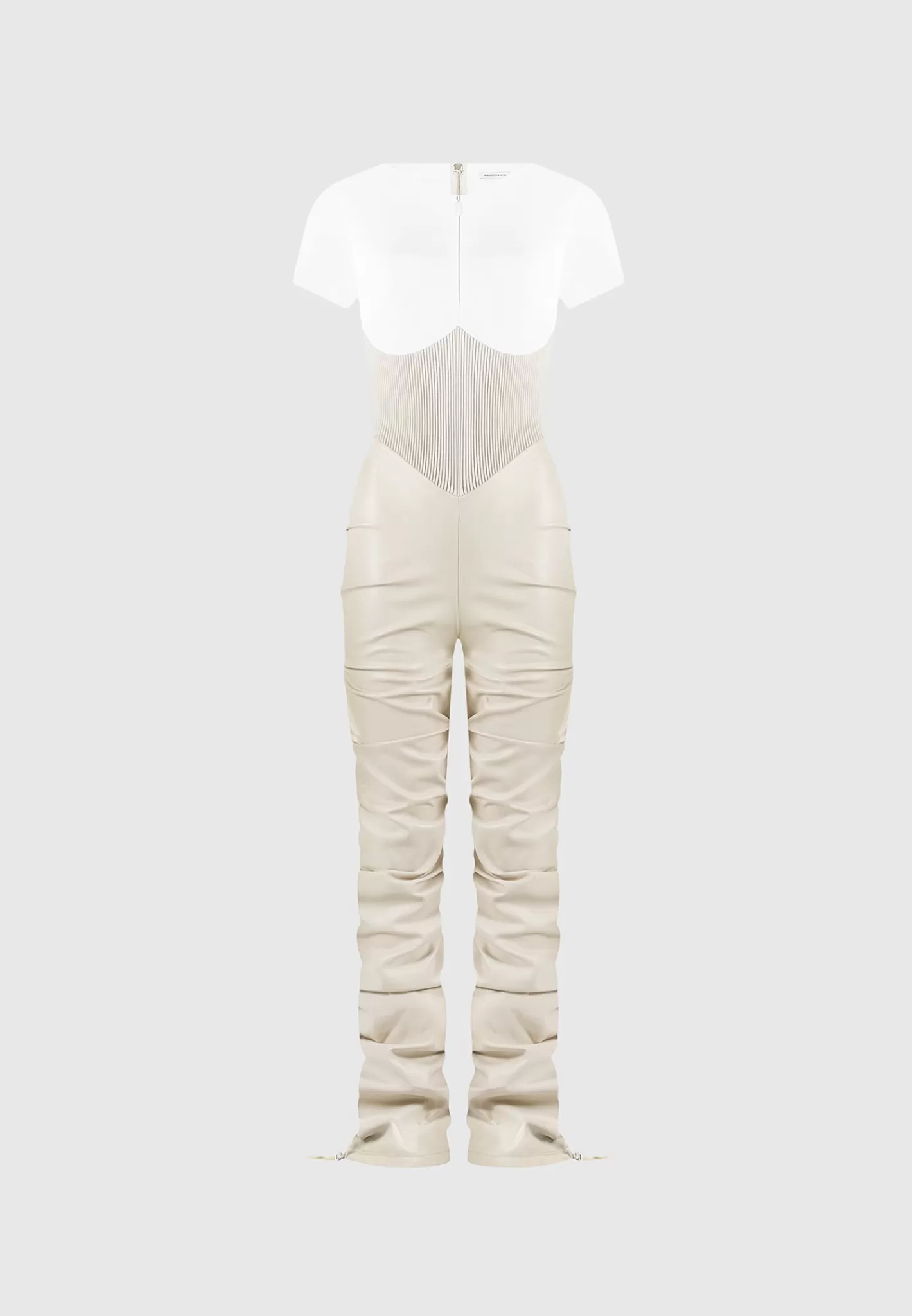 Tacked Vegan Leather T-Shirt Jumpsuit - -Manière De Voir Store