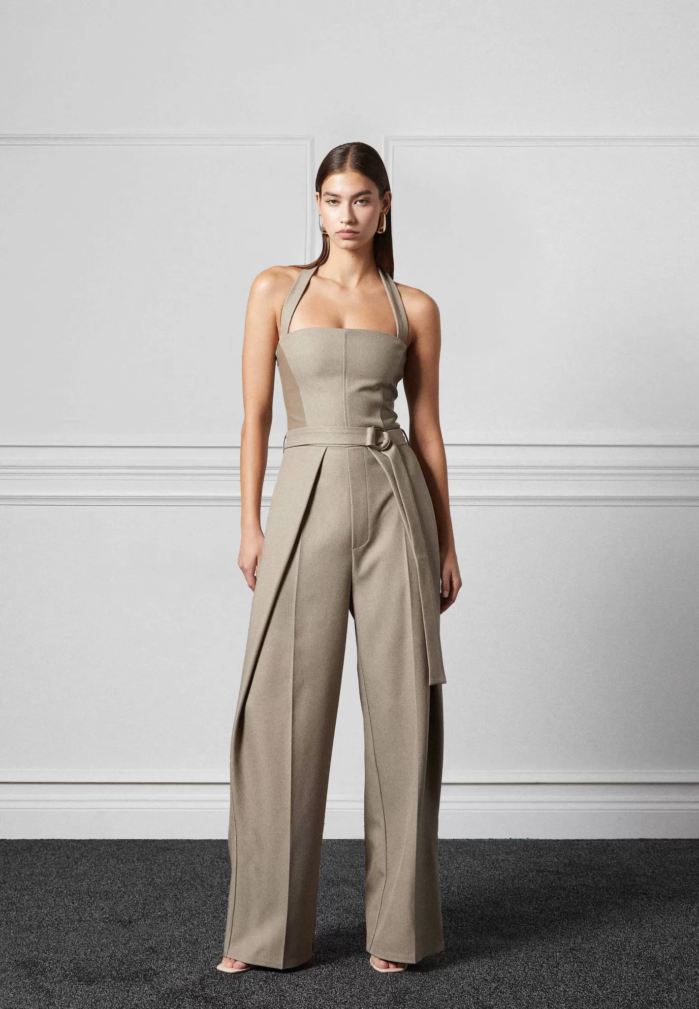 Tailored Pleat Jumpsuit with Belt - -Manière De Voir Best