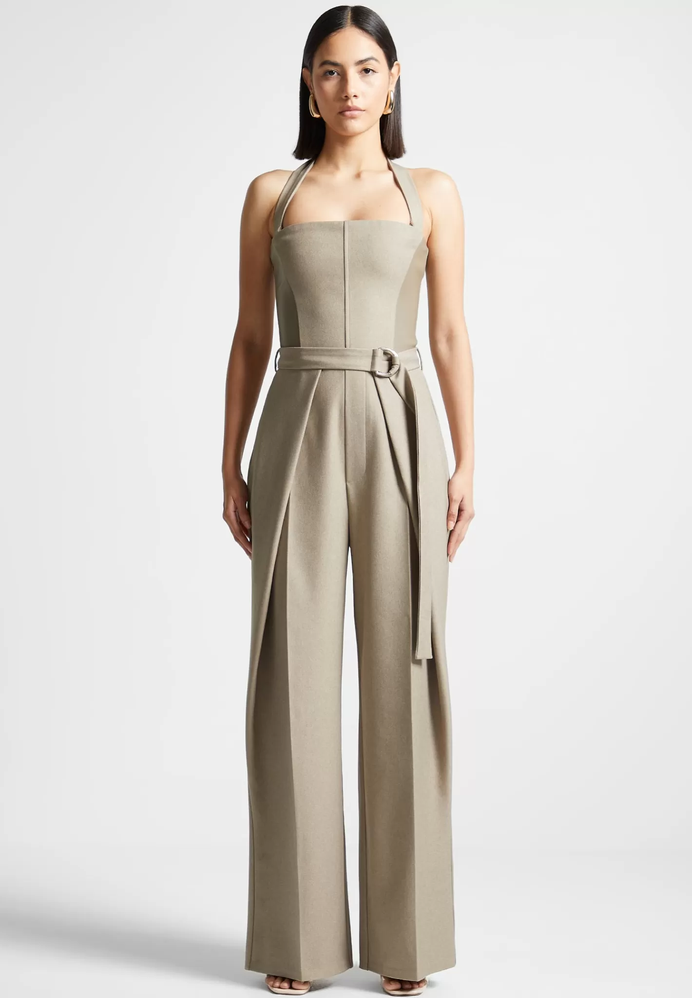 Tailored Pleat Jumpsuit with Belt - -Manière De Voir Best