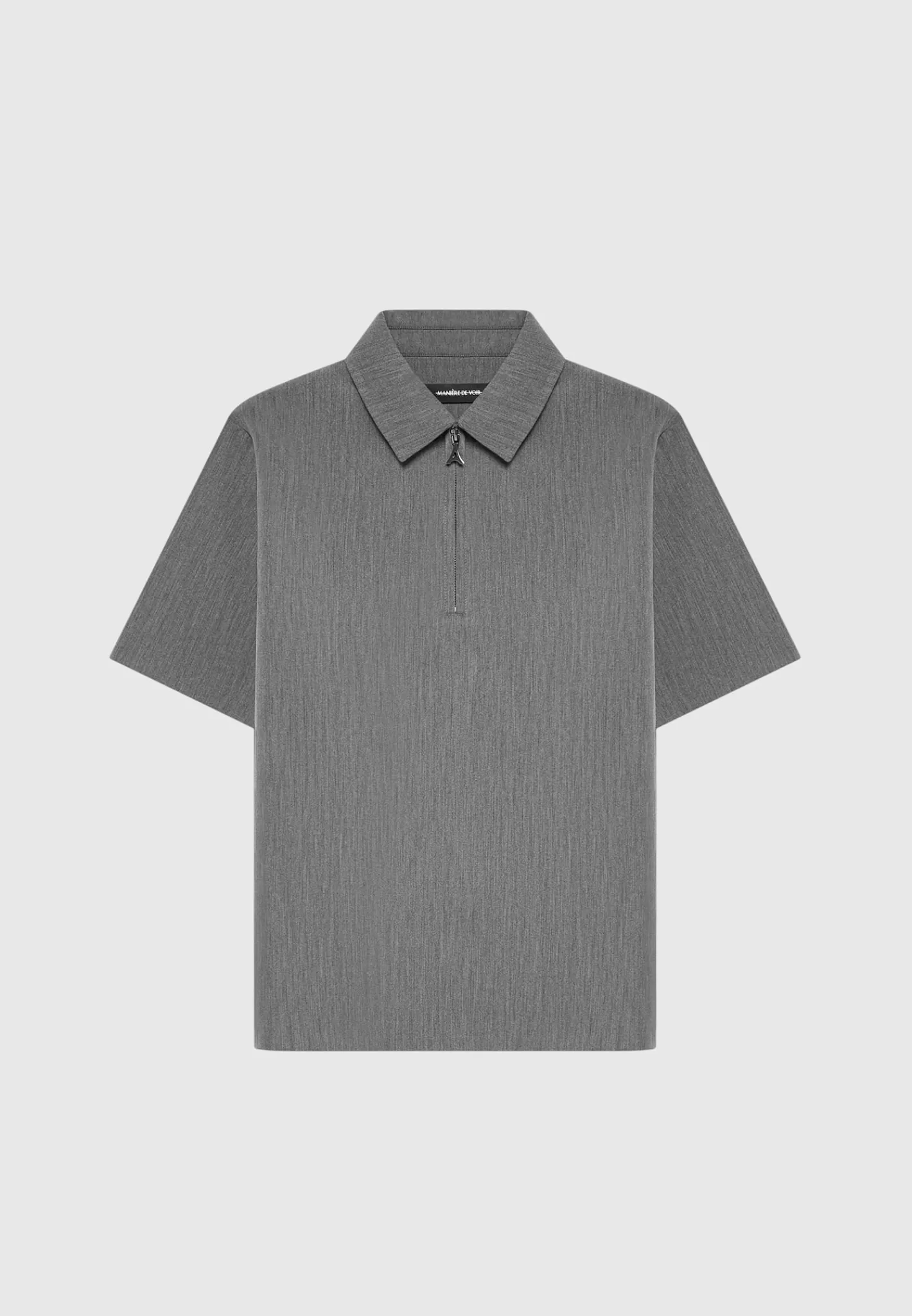 Tailored Zip Polo Top - Dark Grey-Manière De Voir Outlet