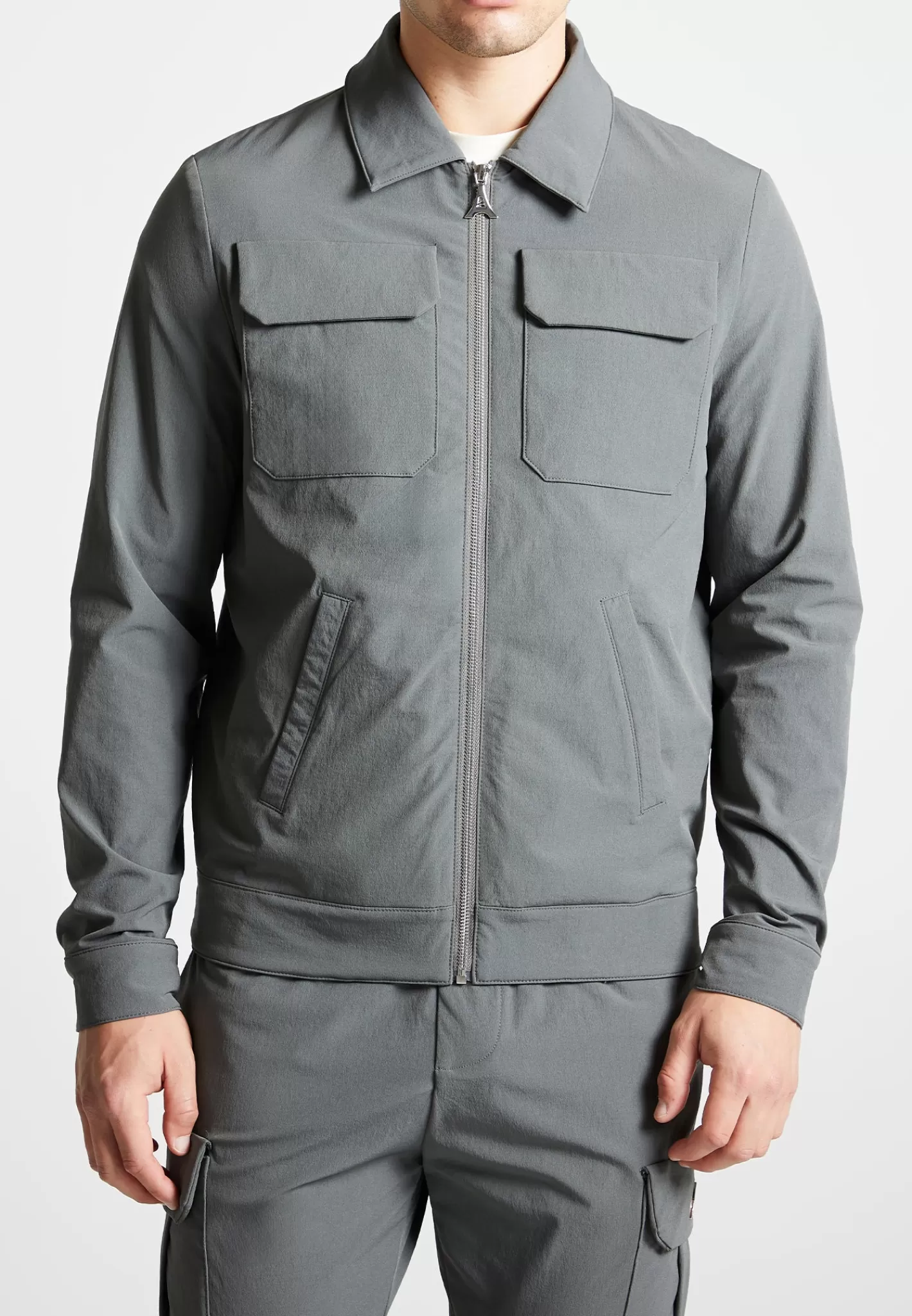 Technical Cargo Jacket - Charcoal Grey-Manière De Voir Clearance