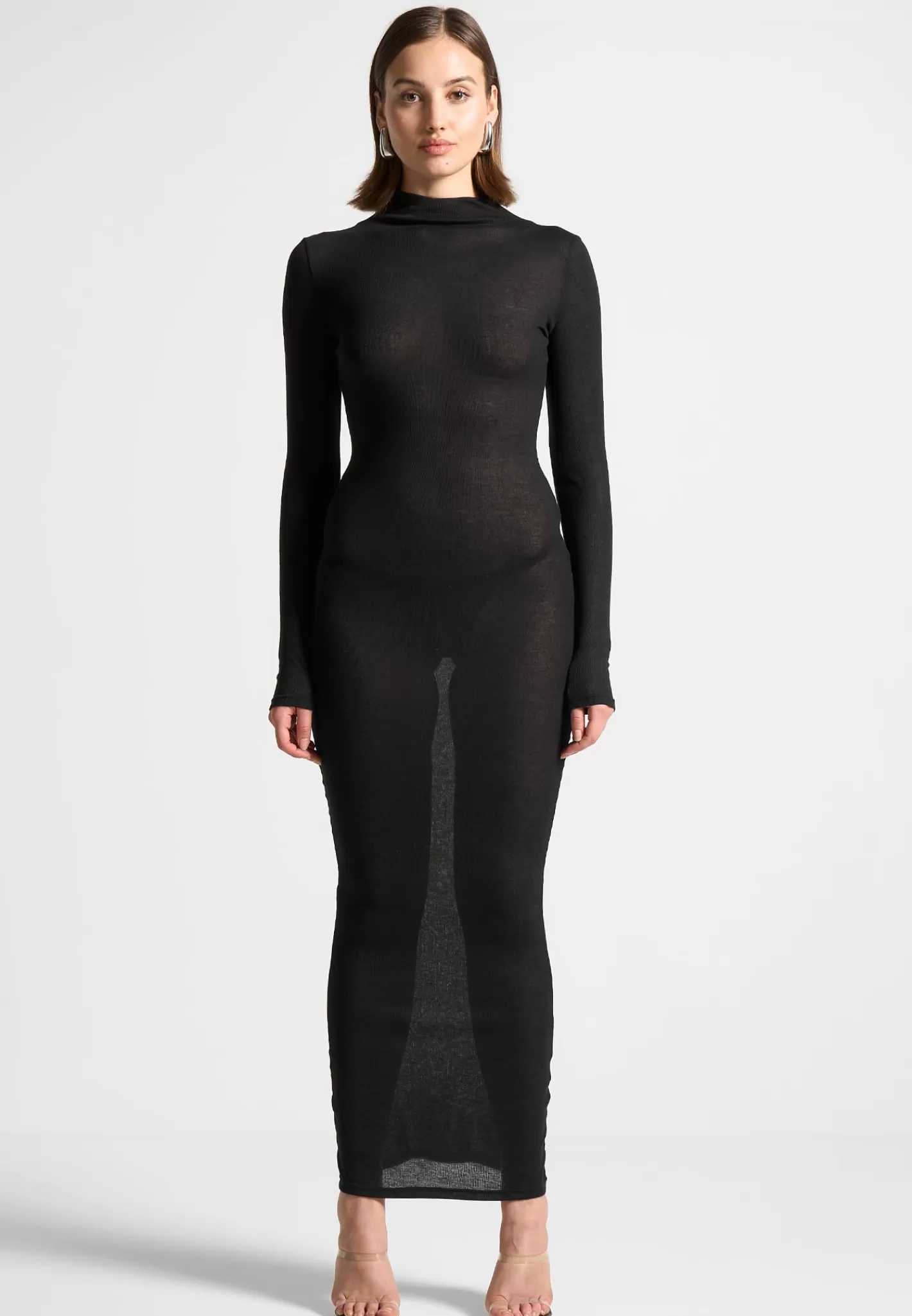 Éternelle Mock Neck Sheer Midaxi Dress - -Manière De Voir Outlet